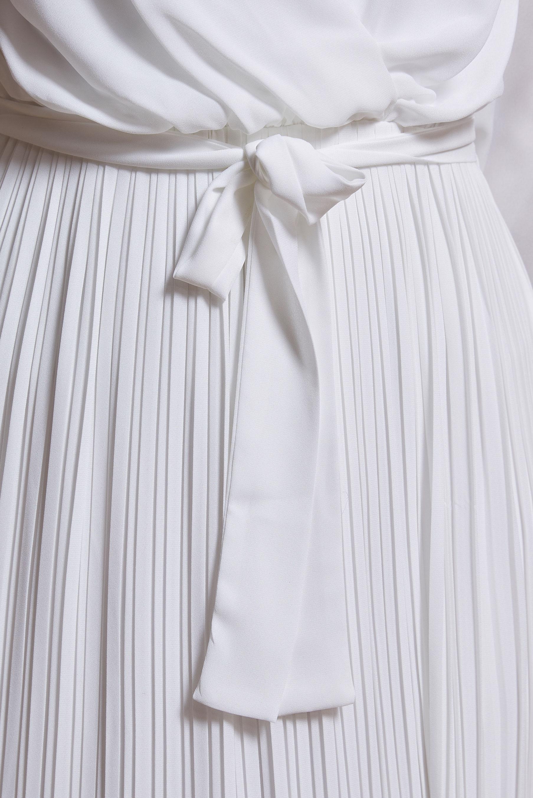 Tesettür giyim BEYAZ KUŞAKLI ELBİSE 44575