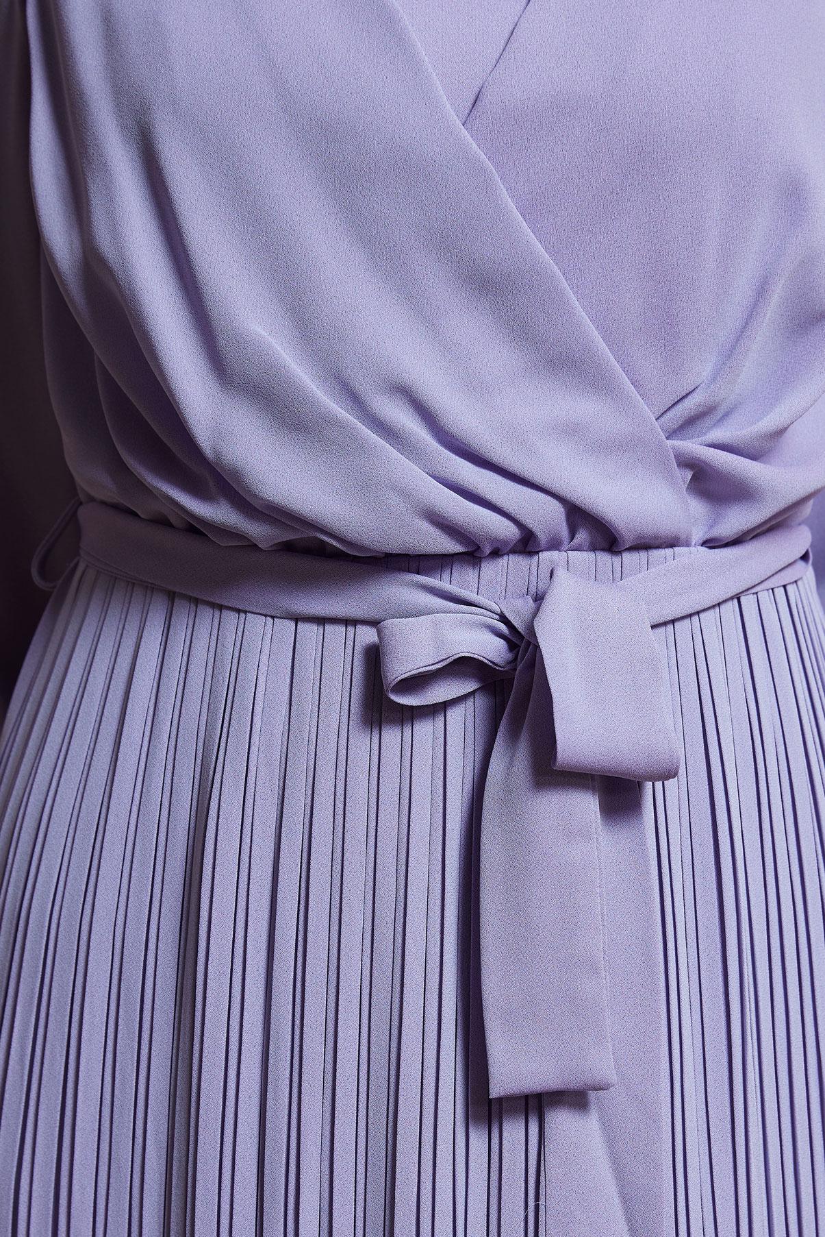 Tesettür giyim MOR KUŞAKLI ELBİSE 44575