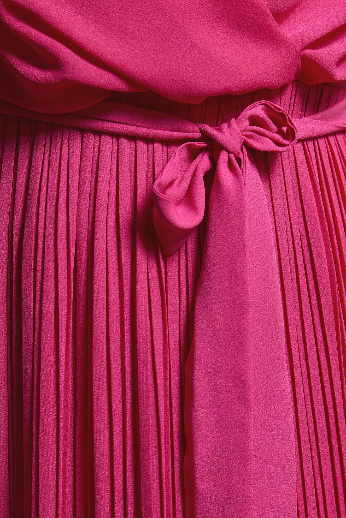 Tesettür giyim FUŞYA KUŞAKLI ELBİSE 44575