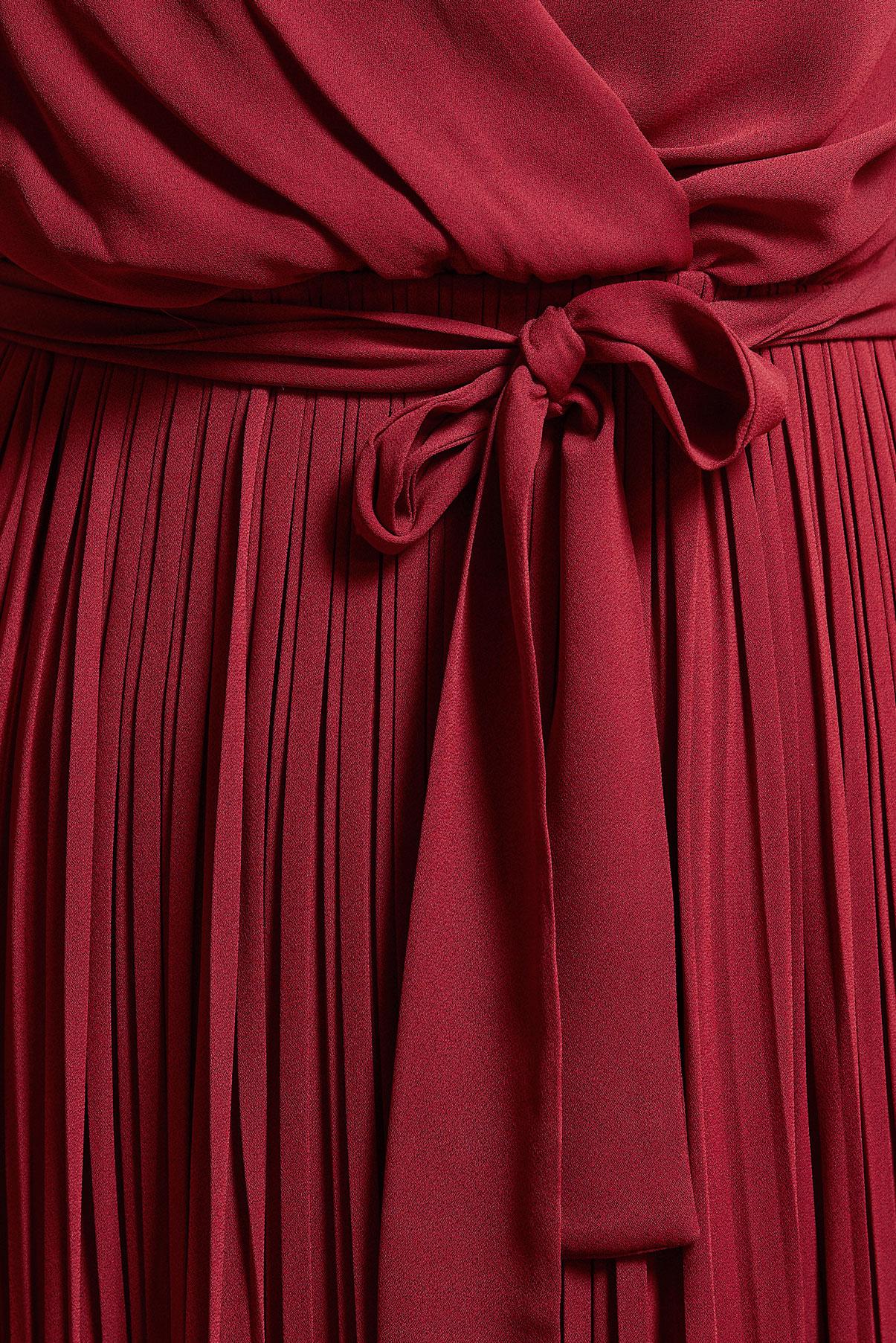 Tesettür giyim BORDO KUŞAKLI ELBİSE 44575