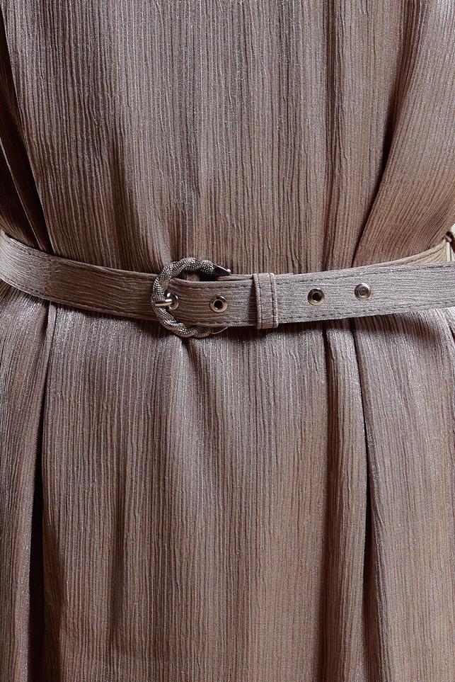 Tesettür giyim KAHVE KEMERLİ TESETTÜR ELBİSE 44576