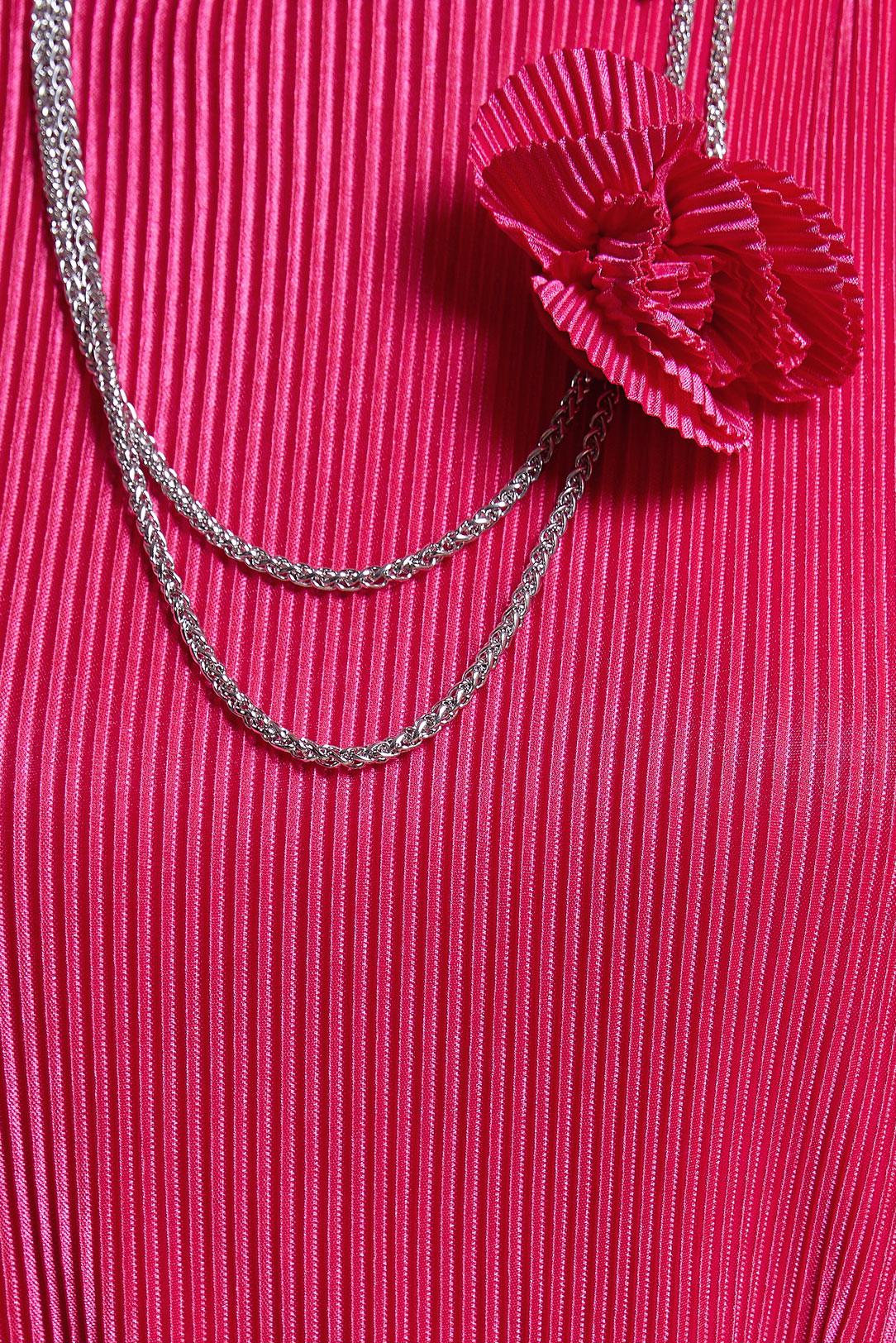 Tesettür giyim FUŞYA KUŞAKLI TESETTÜR ELBİSE 44577