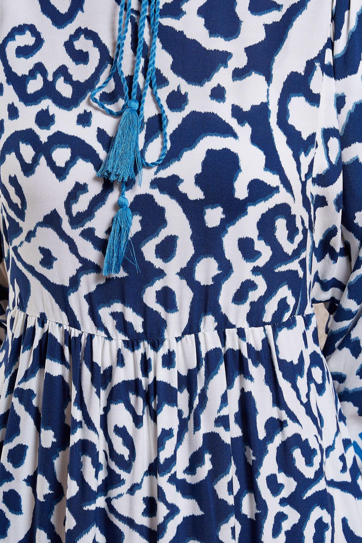 Tesettür giyim LACİVERT DESENLİ VİSKON ELBİSE 44599