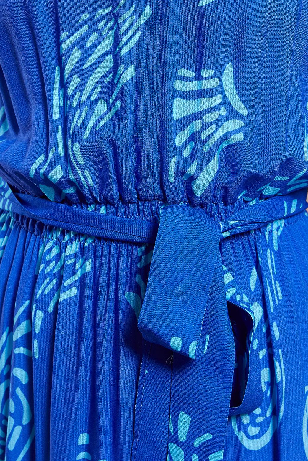 Tesettür giyim MAVİ KUŞAKLI VİSKON ELBİSE 44602