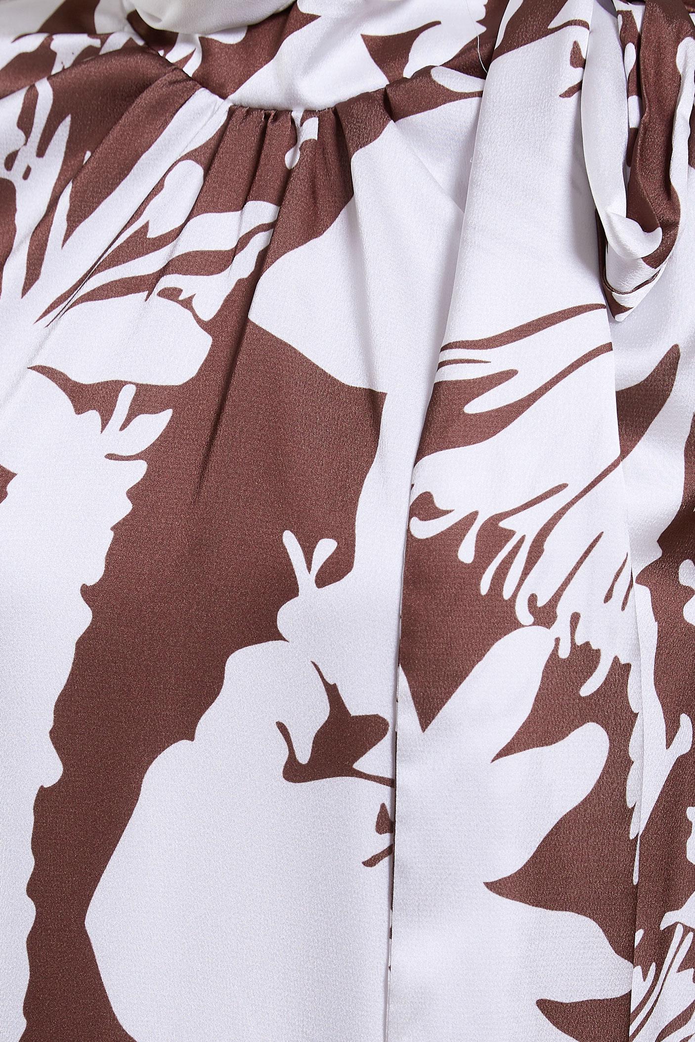 Tesettür giyim KAHVE DESENLİ SATEN TESETTÜR ELBİSE 44606