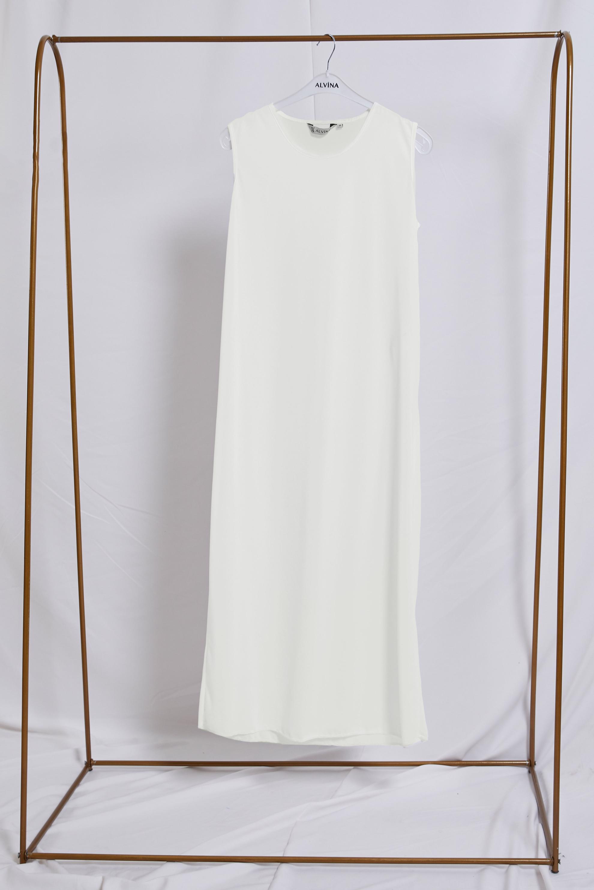 Tesettür giyim BEYAZ KOLSUZ ELBİSE ASTARI 44625