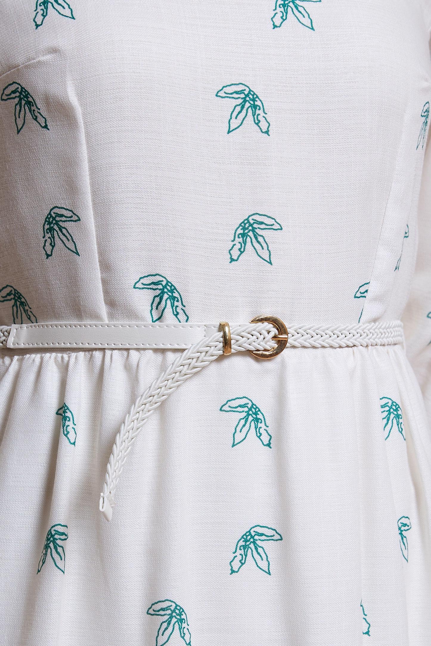 Tesettür giyim YEŞİL KEMERLİ KETEN DOKULU ELBİSE 44633