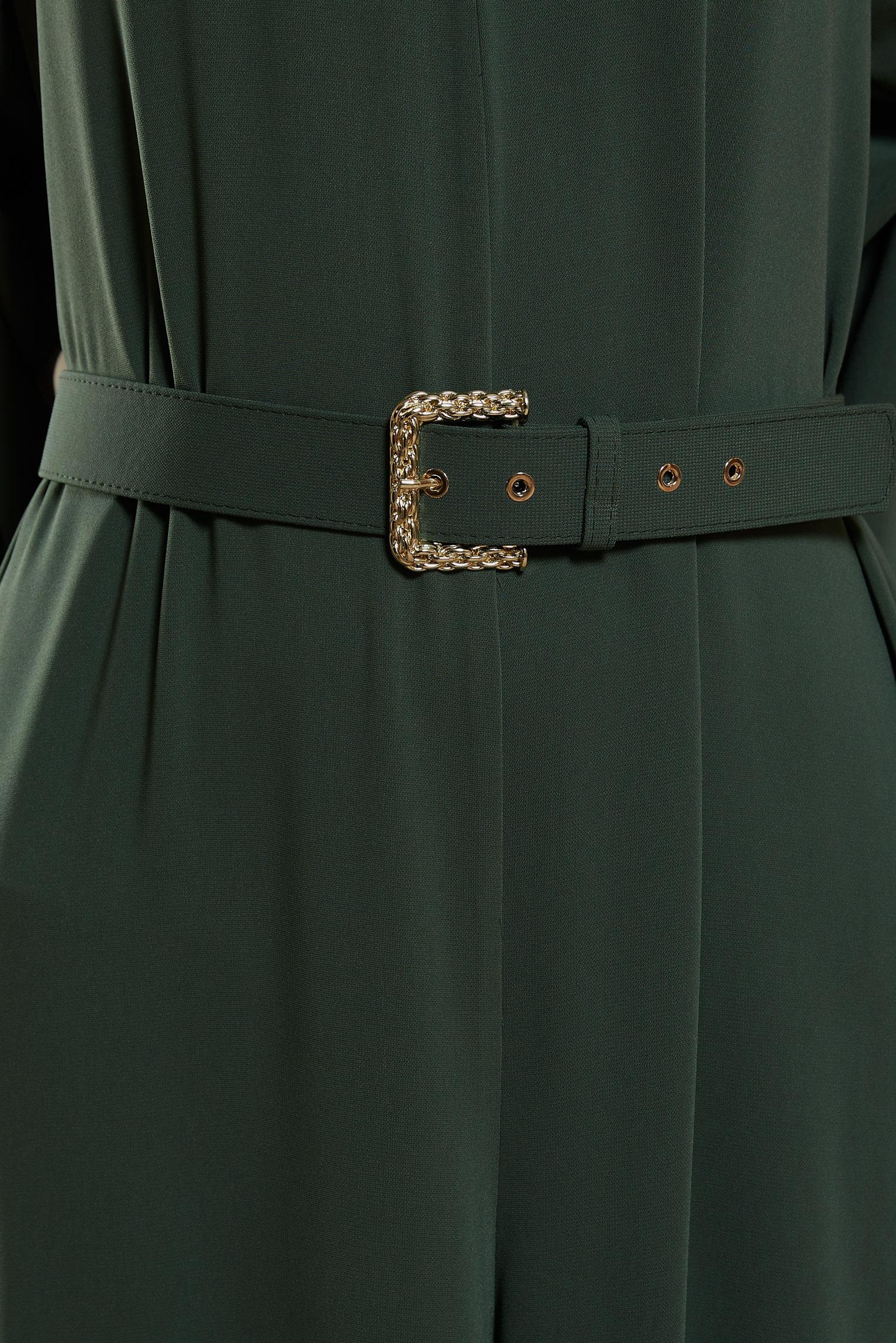 Tesettür giyim HAKİ KEMERLİ GENİŞ PAÇA TULUM 44651