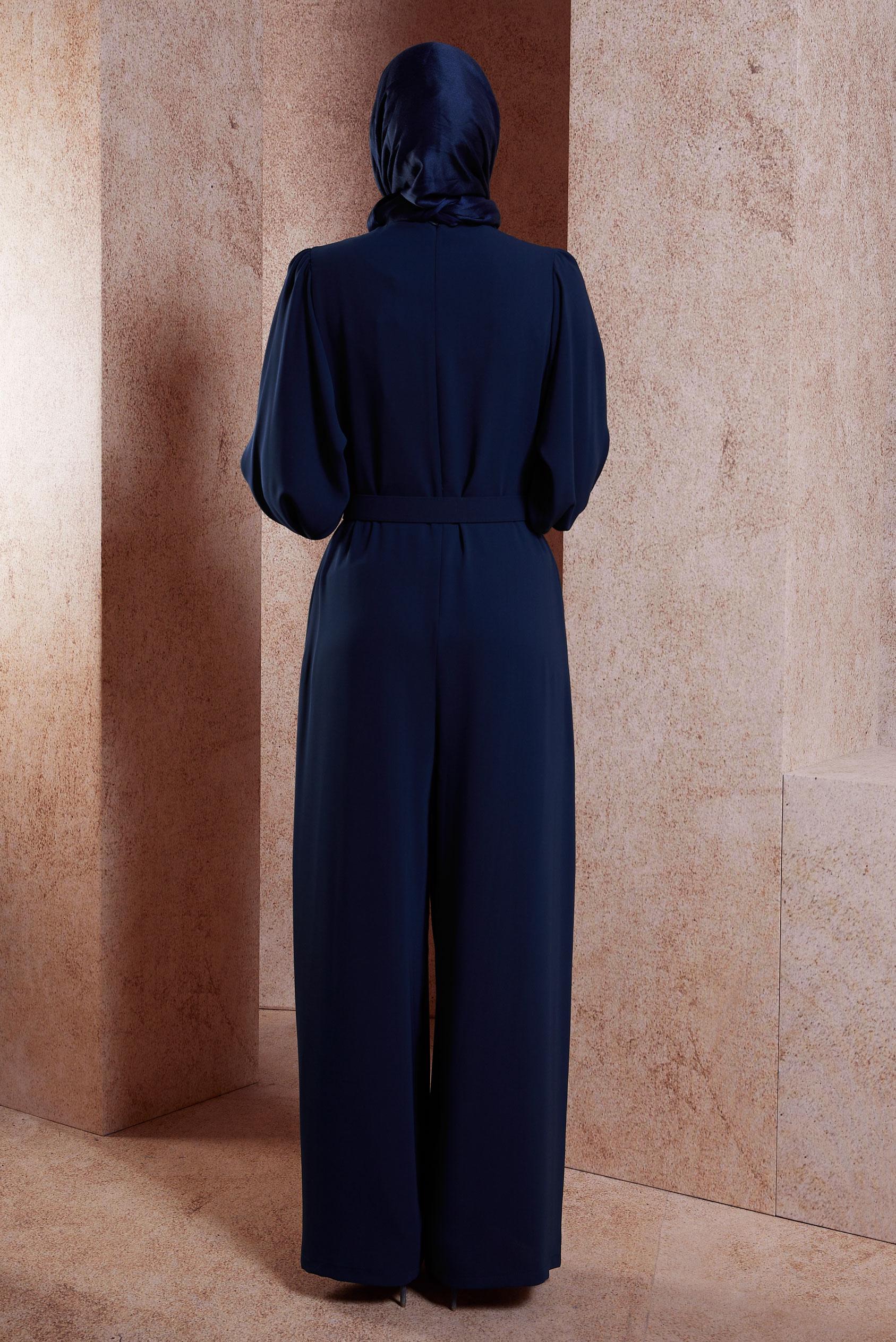 Hijab clothing NAVY BLUE BELTED OVERALLS 44651