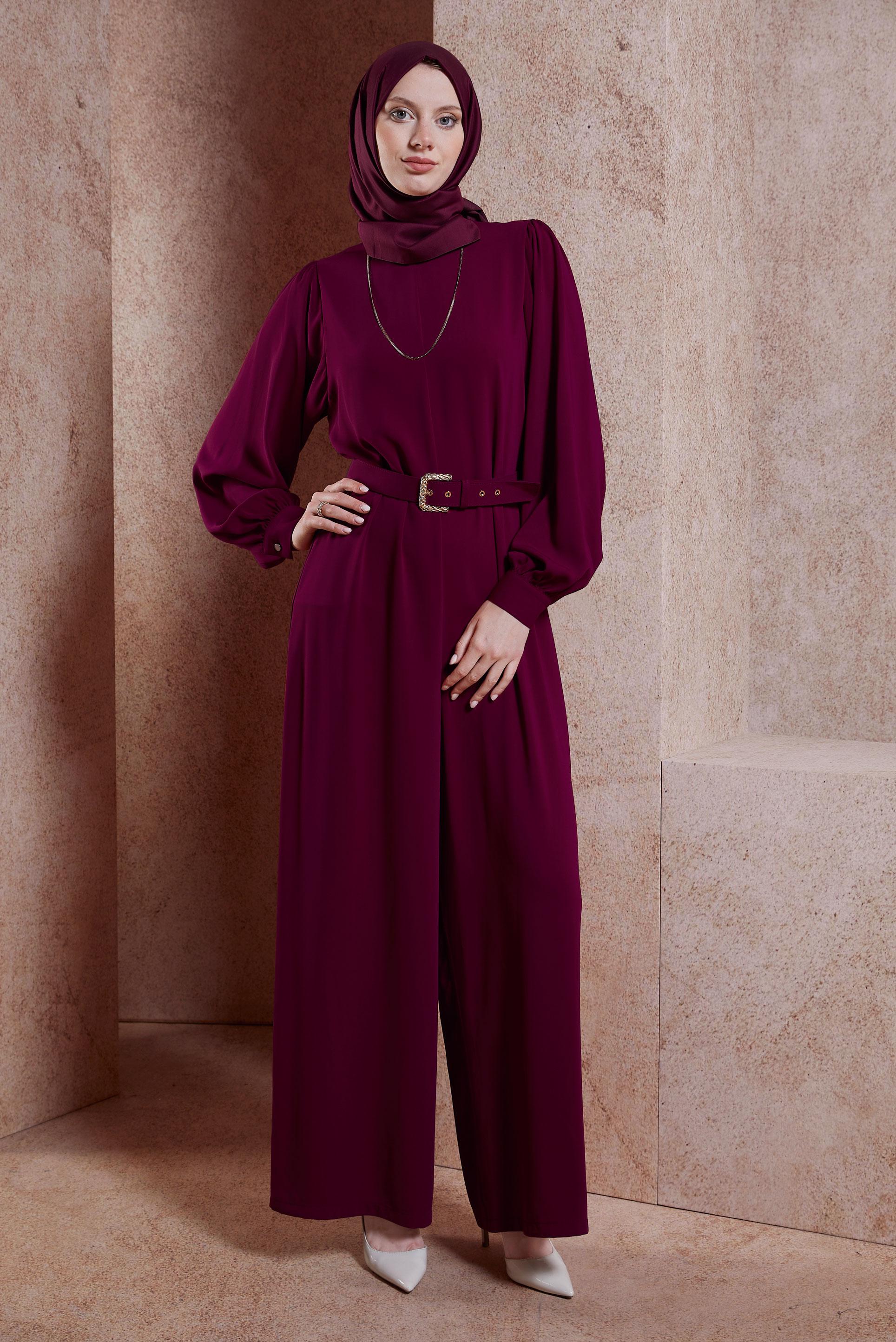 Hijab clothing PURPLE BELTED OVERALLS 44651