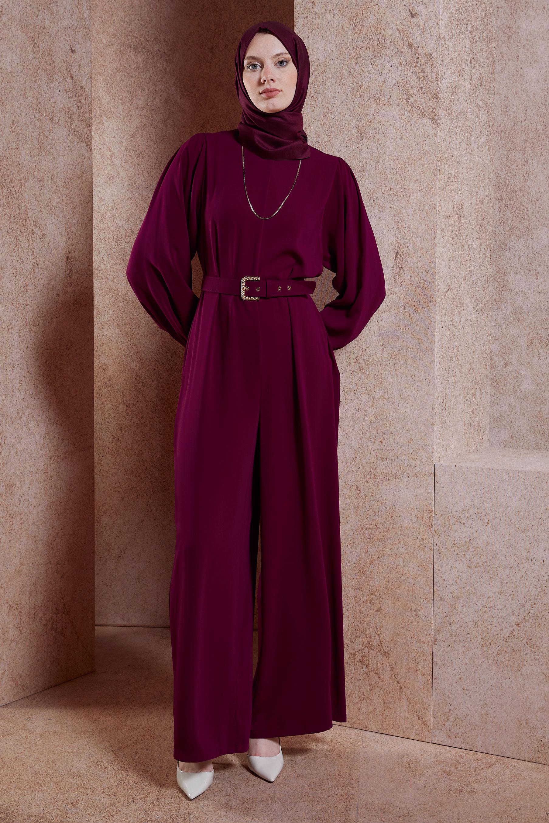 Hijab clothing PURPLE BELTED OVERALLS 44651