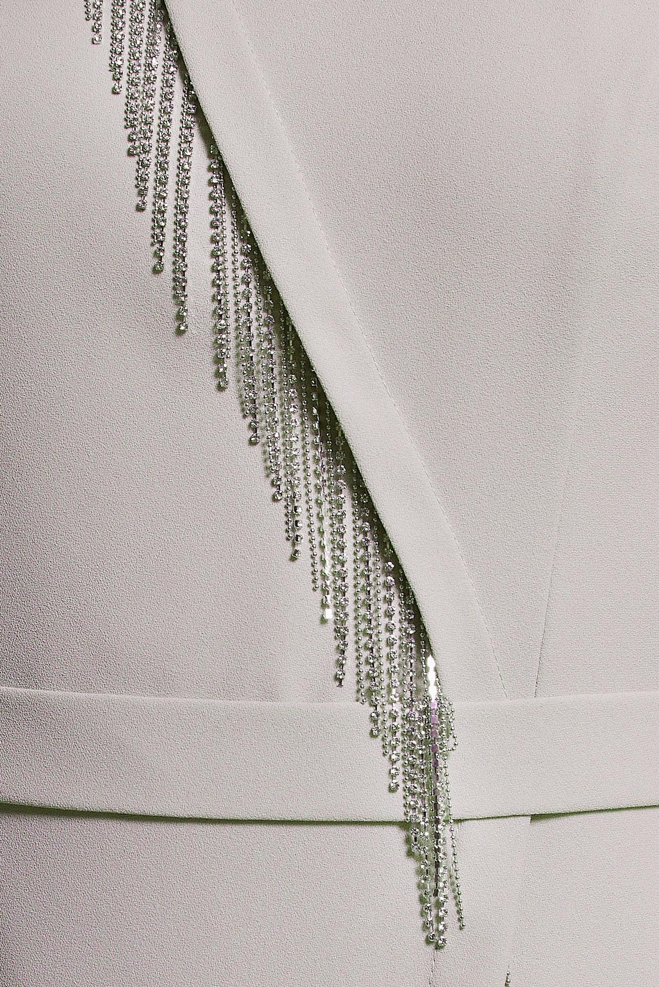 Tesettür giyim BEJ TAŞ DETAYLI KREP TESETTÜR ELBİSE 44652