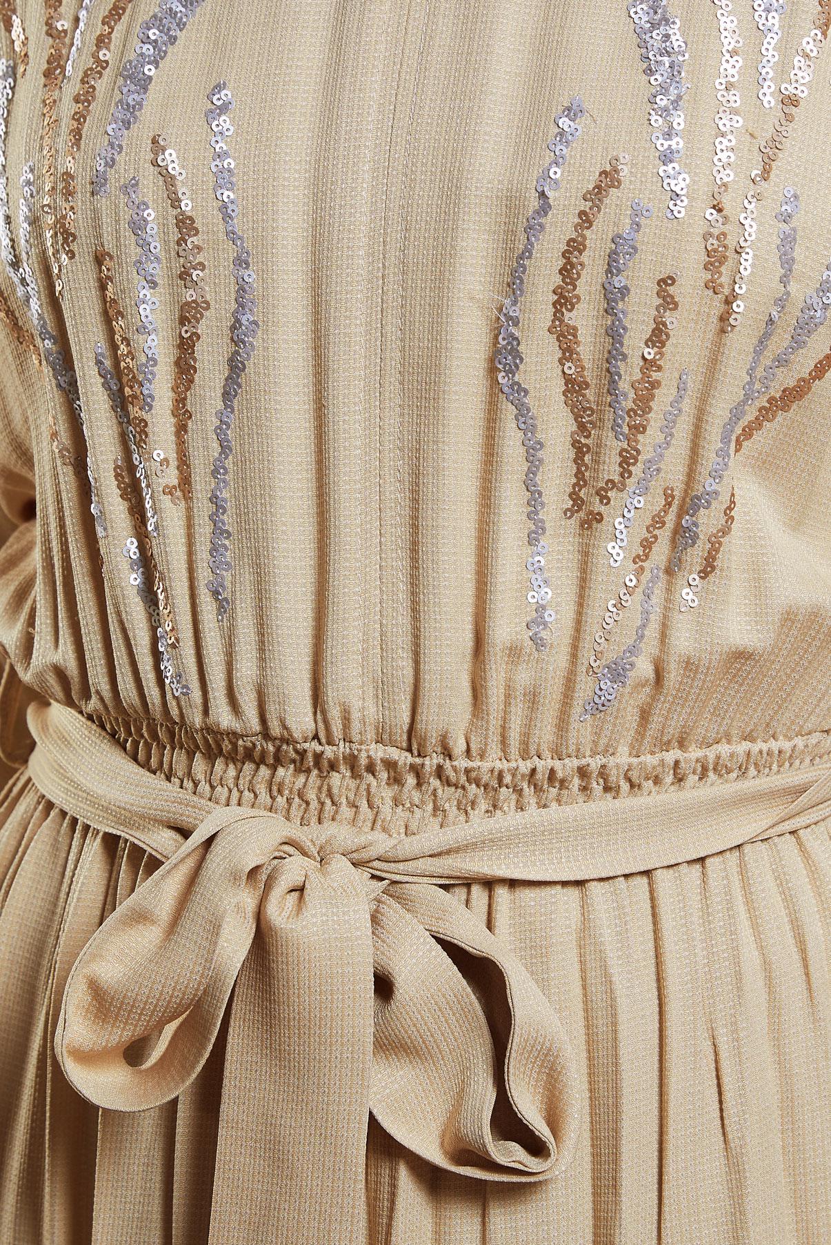 Tesettür giyim KAHVE KUŞAKLI VİSKON ELBİSE 44662