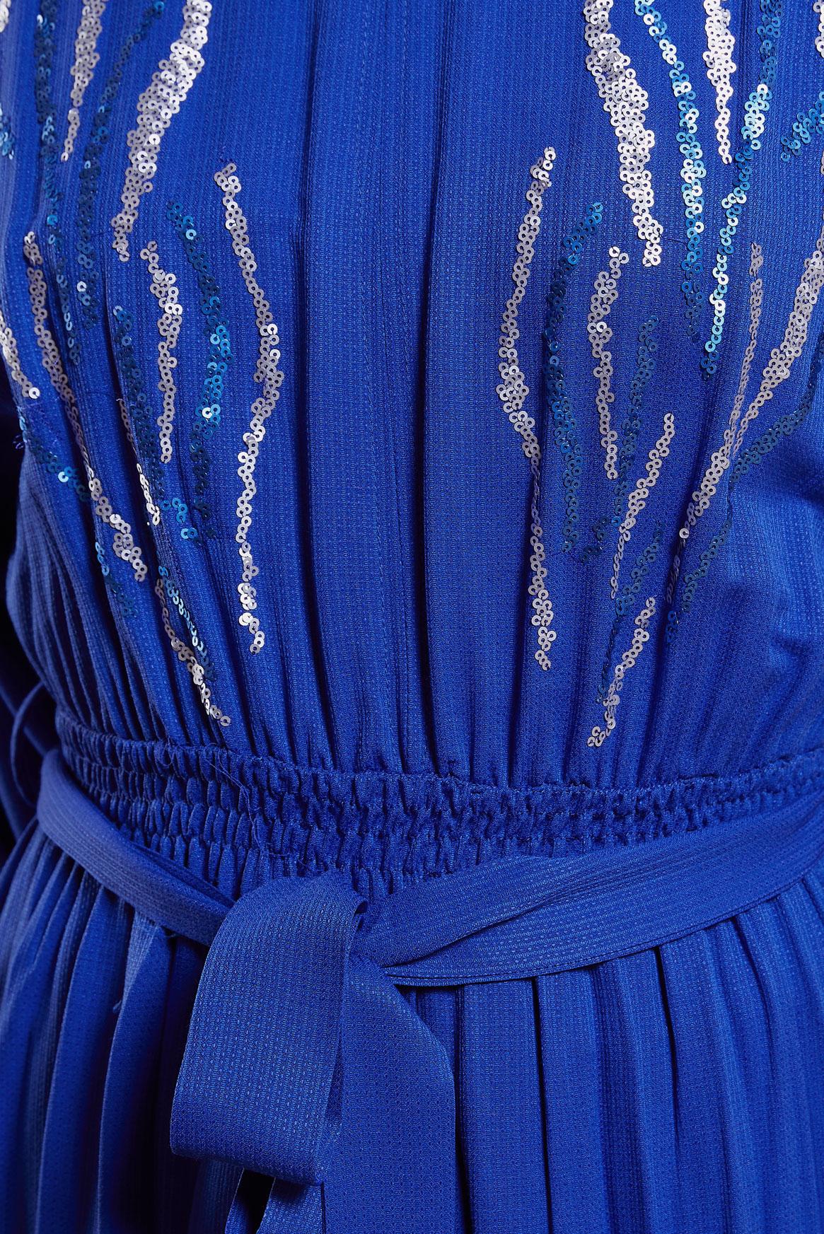 Tesettür giyim LACİVERT KUŞAKLI VİSKON ELBİSE 44662