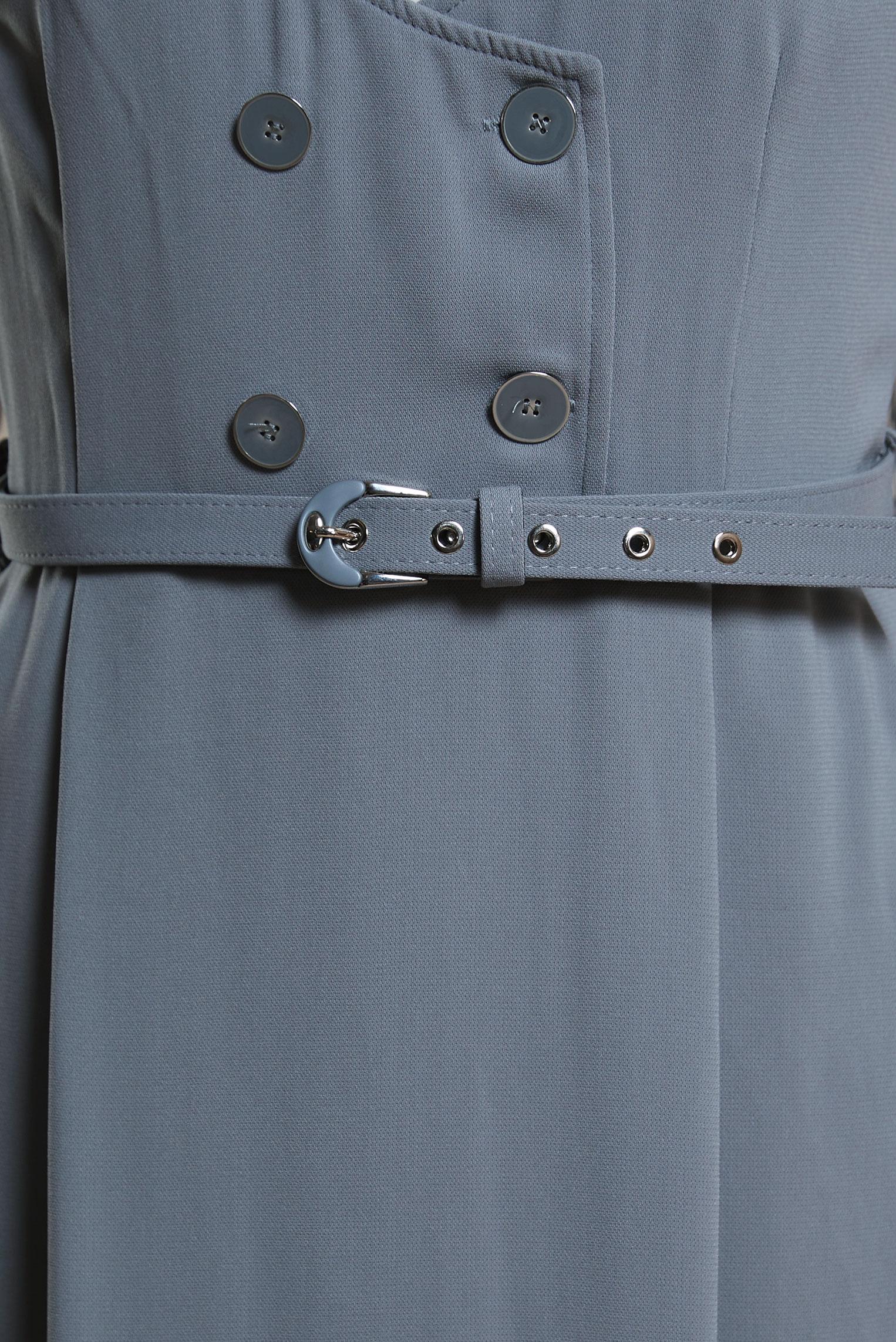 Tesettür giyim GRİ KEMERLİ JİLE ELBİSE 44692