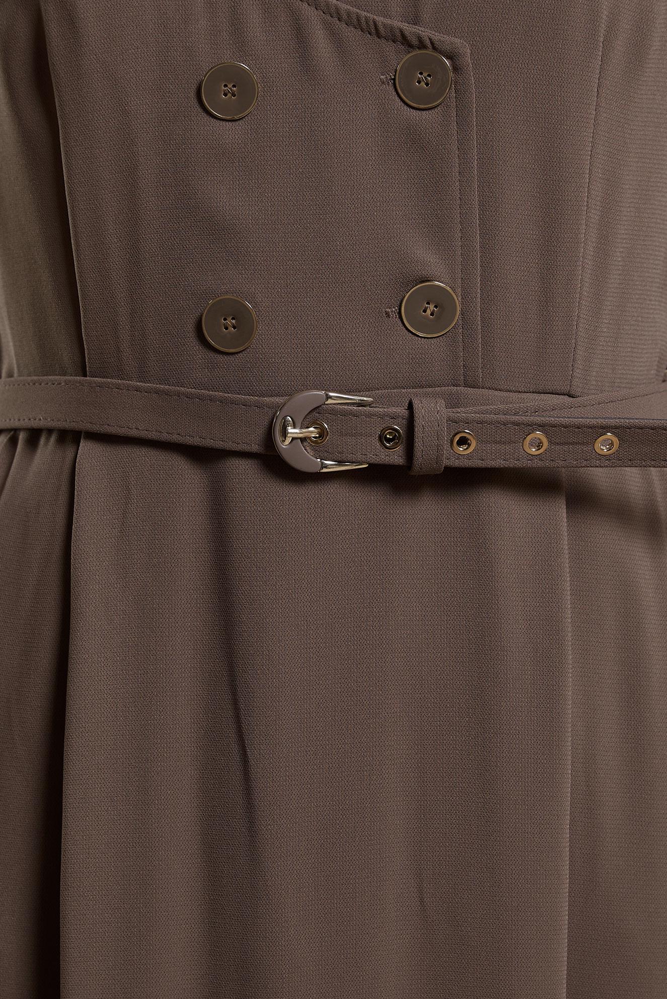 Tesettür giyim VİZON KEMERLİ JİLE ELBİSE 44692