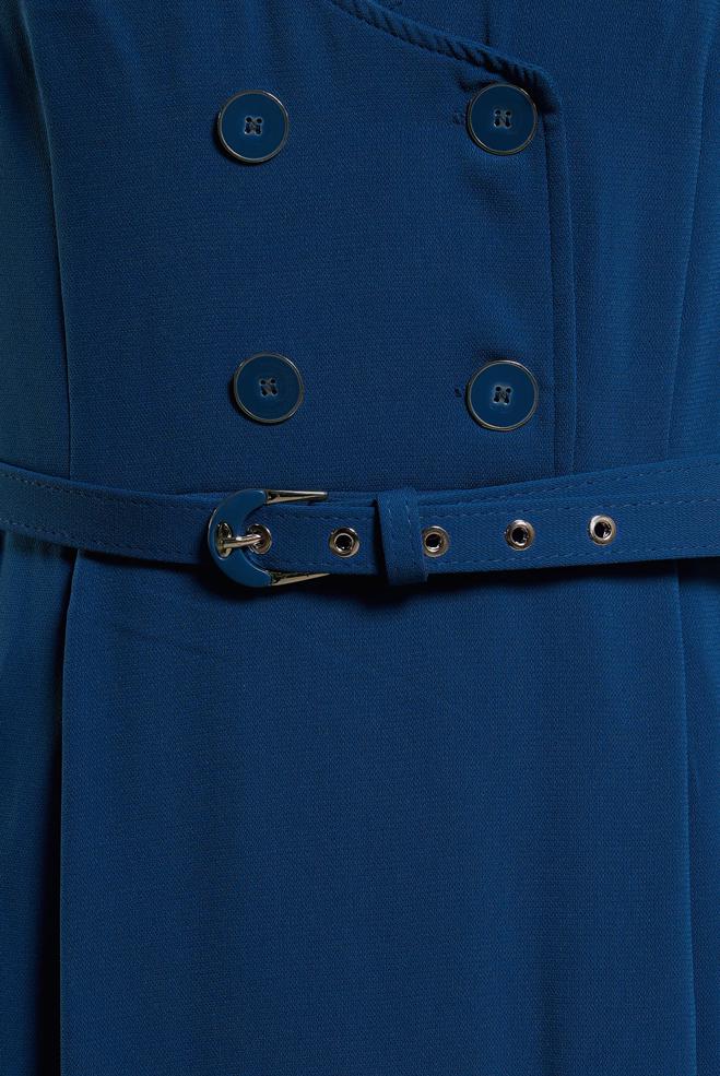 Tesettür giyim LACİVERT KEMERLİ JİLE ELBİSE 44692 - ALVİNA