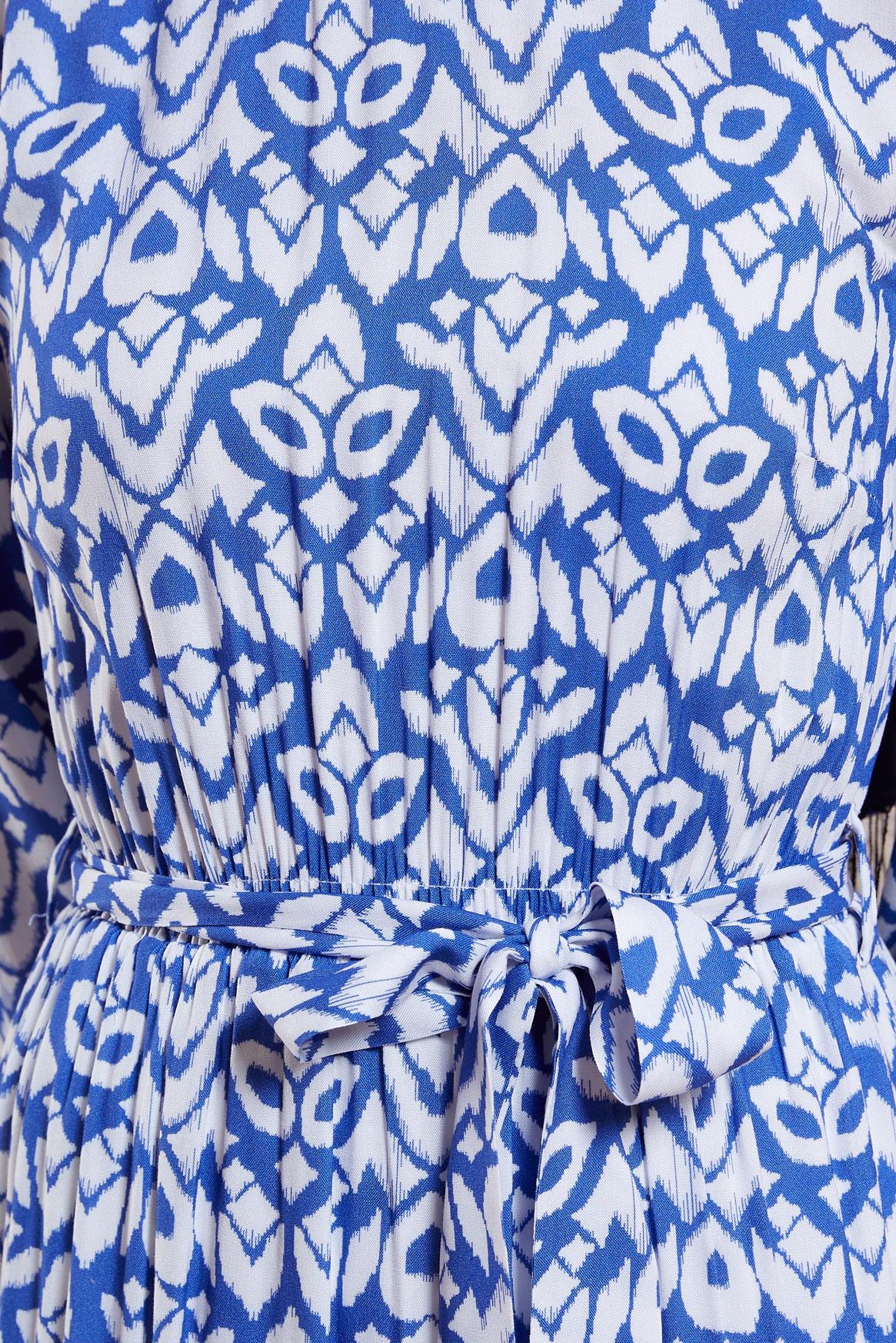 Tesettür giyim LACİVERT KUŞAKLI DESENLİ ELBİSE 44696