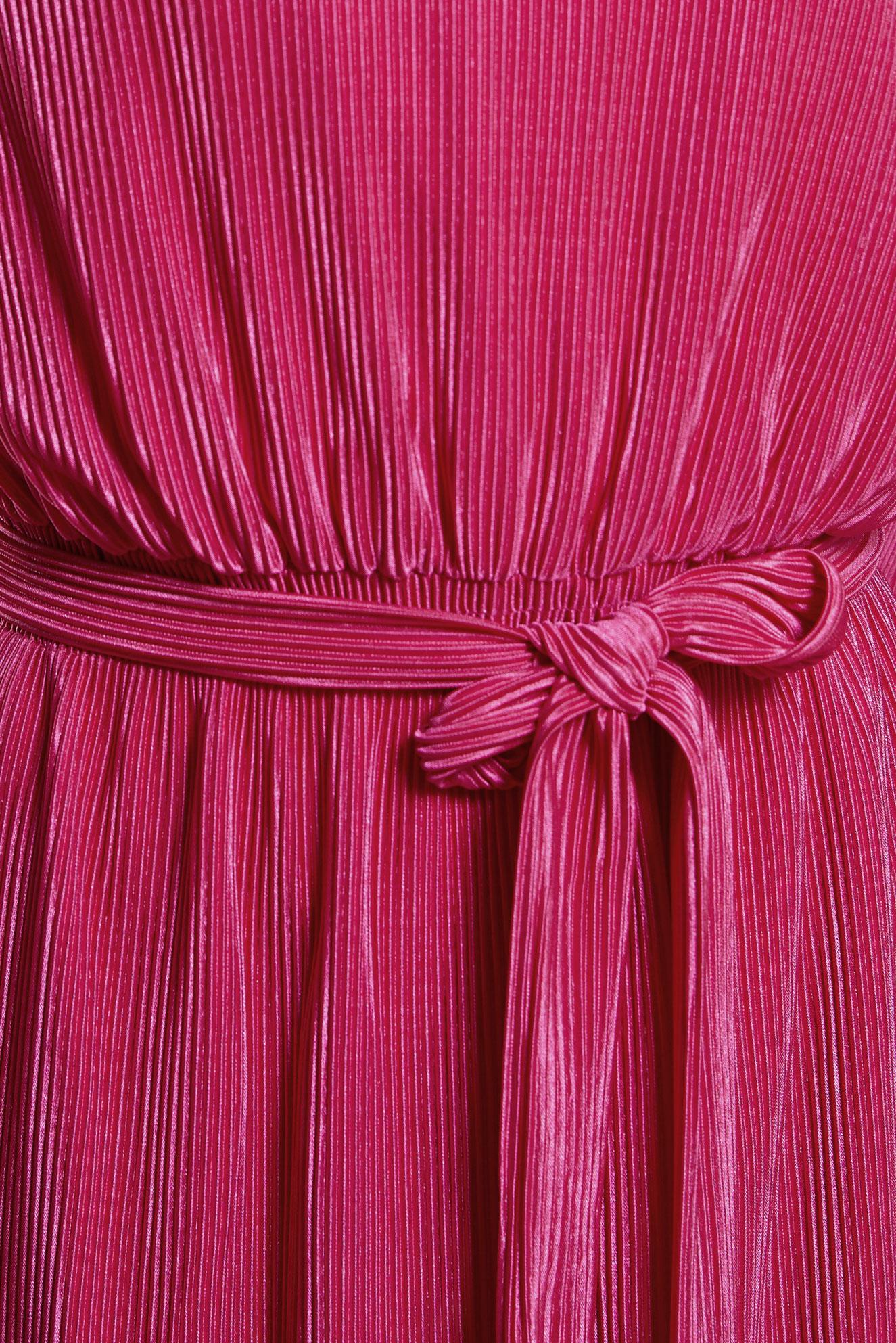 Tesettür giyim FUŞYA KUŞAKLI PİLİSELİ ELBİSE 44697