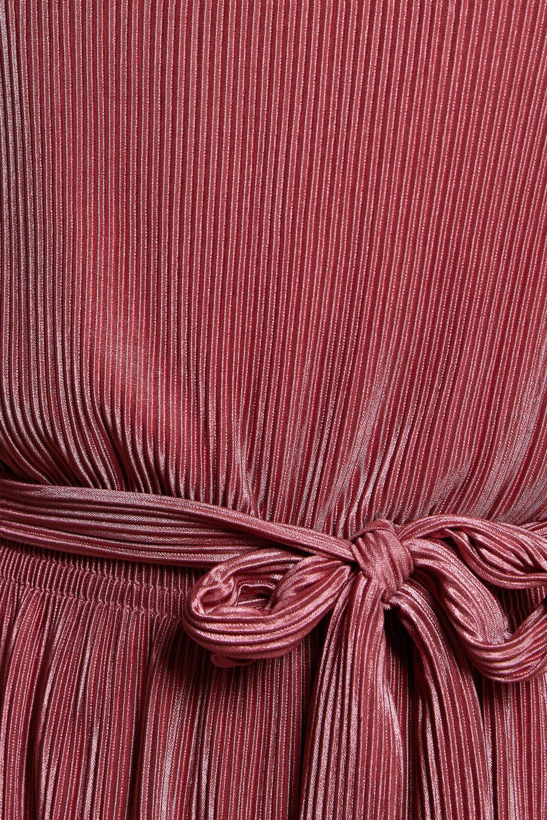 Tesettür giyim PEMBE KUŞAKLI PİLİSELİ ELBİSE 44697