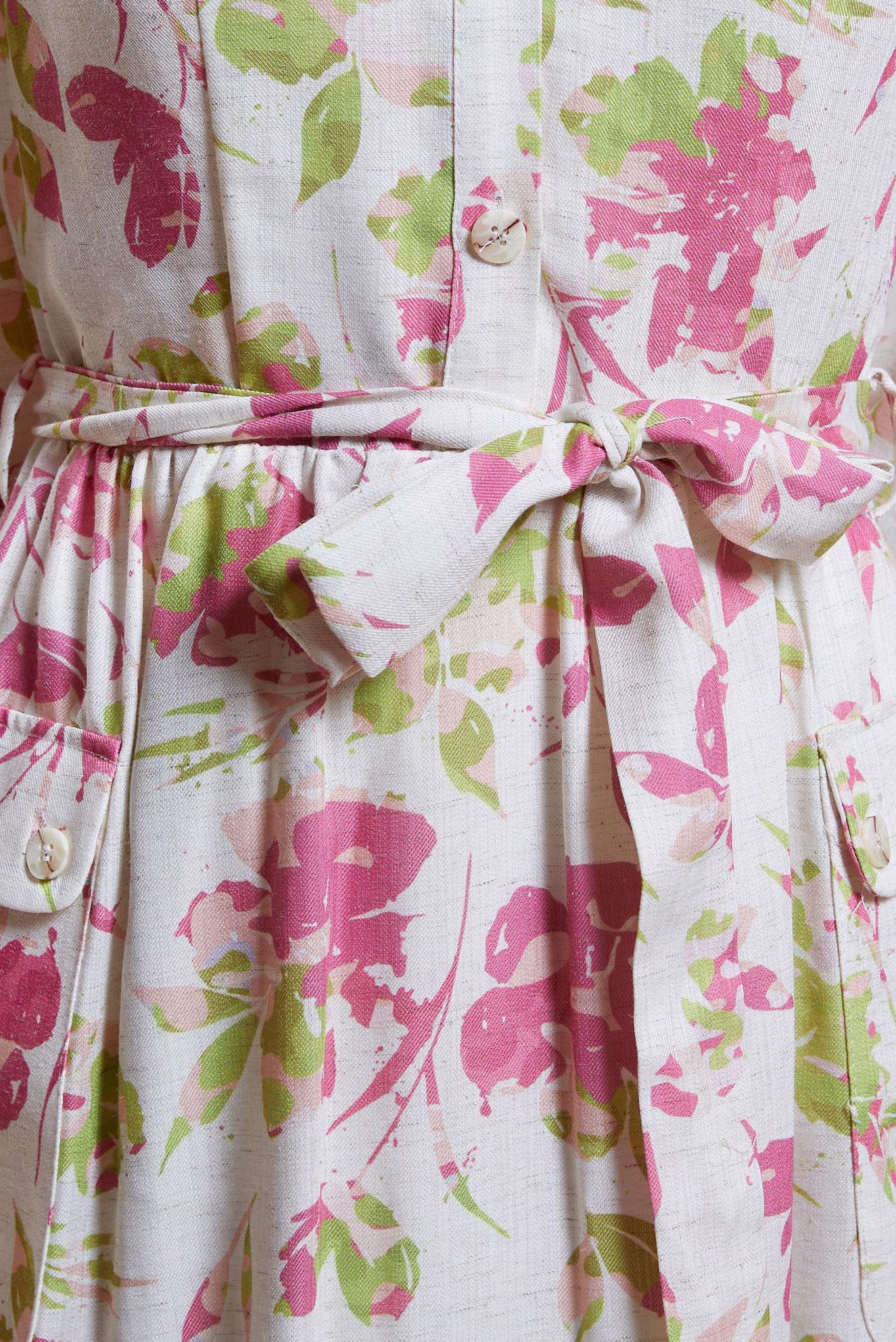 Tesettür giyim BEJ KUŞAKLI KETEN DOKULU ELBİSE 44720