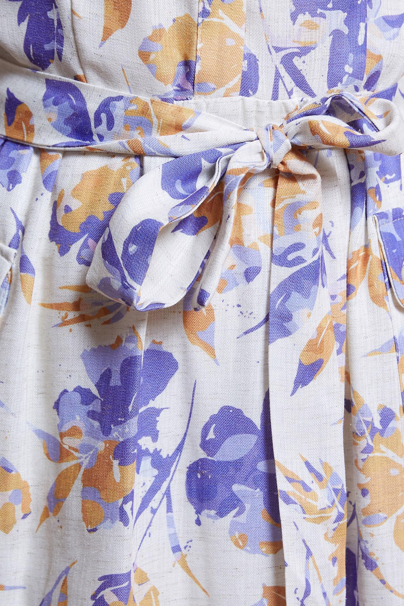 Tesettür giyim BEJ KUŞAKLI KETEN DOKULU ELBİSE 44720