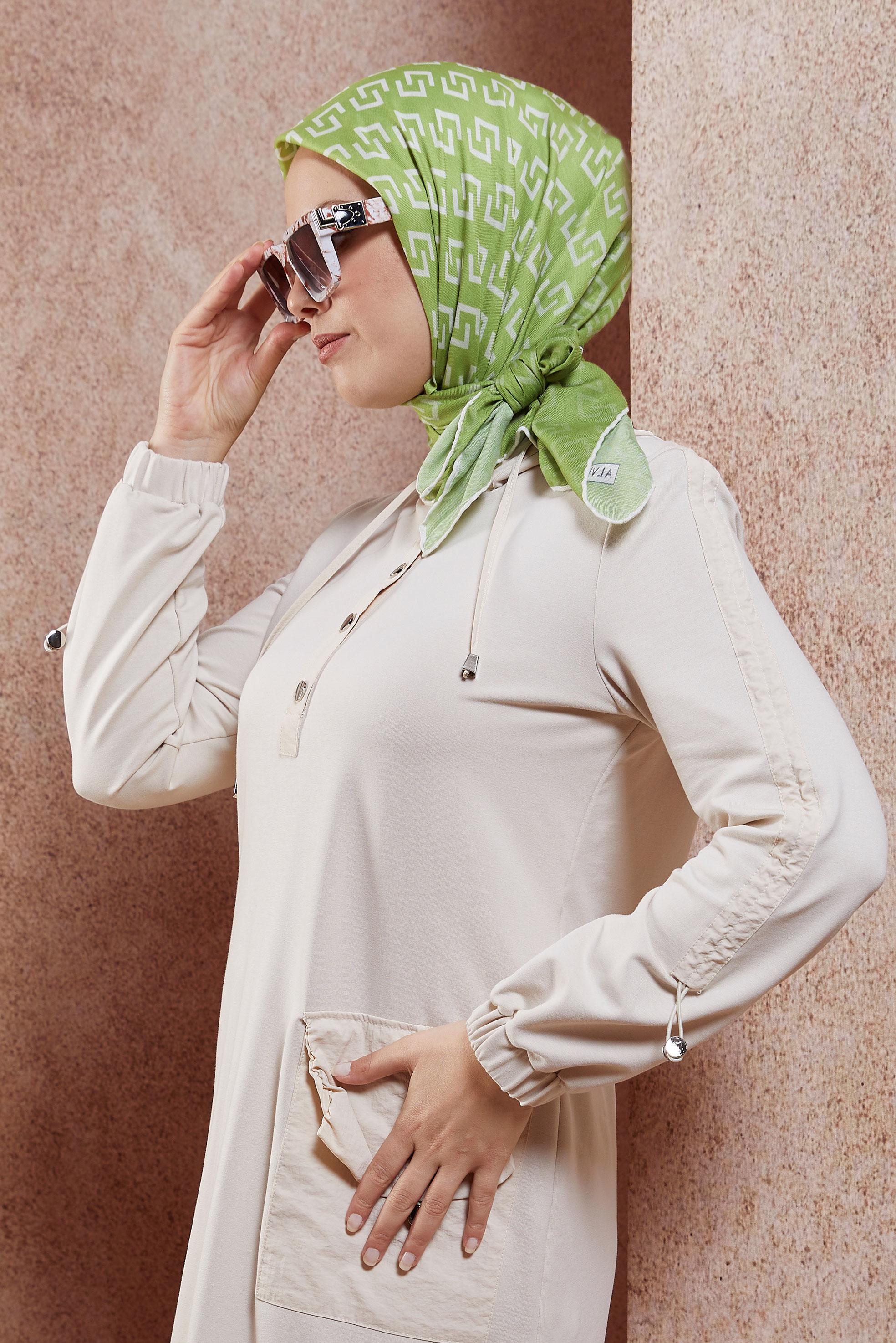 Tesettür giyim YEŞİL ALVİNA EŞARP 1188