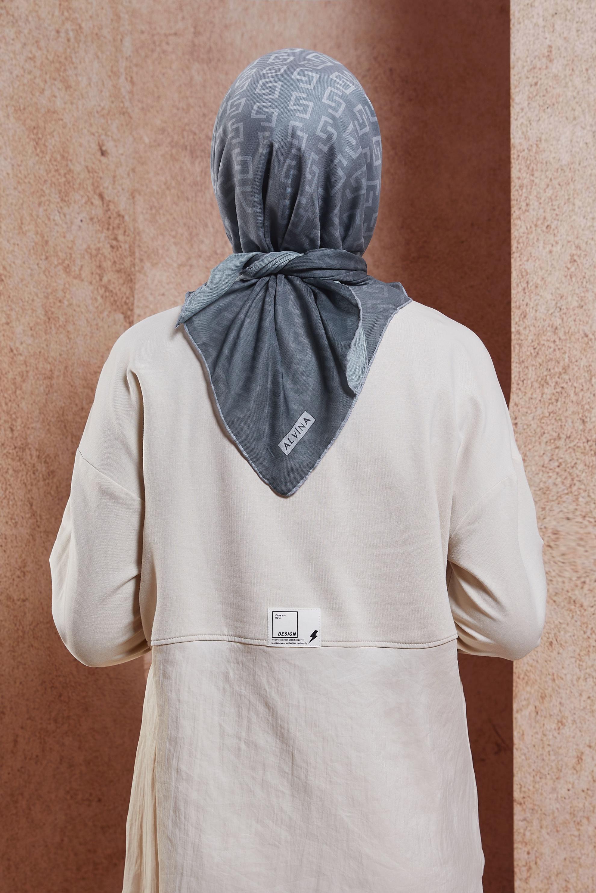 Tesettür giyim GRİ ALVİNA EŞARP 1188