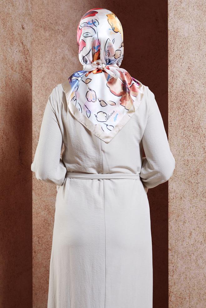 Hijab clothing BEIGE ALVINA PATTERNED SCARF 3223 - ALVİNA