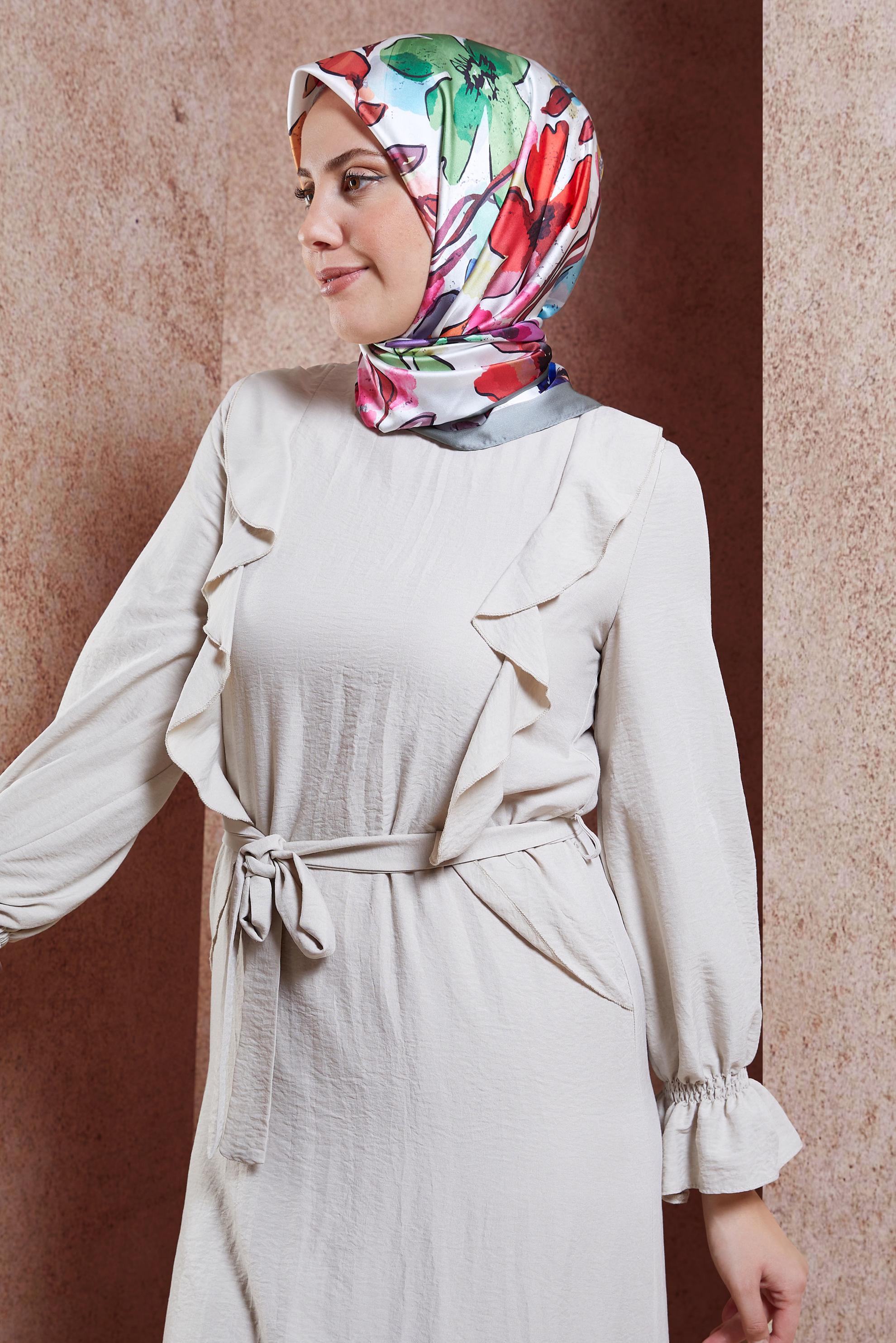 Tesettür giyim GRİ ALVİNA DİJİTAL EŞARP 3223