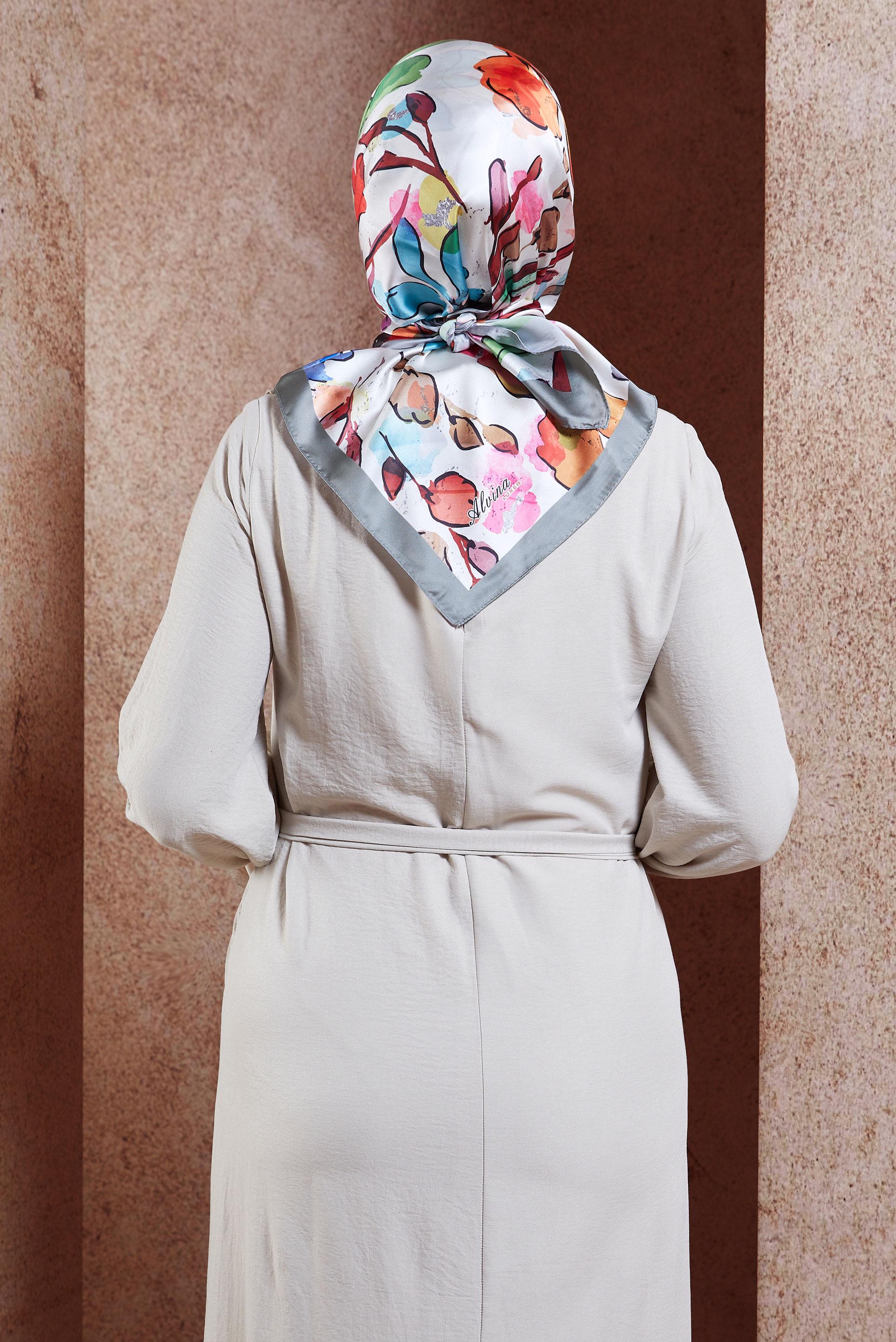 Tesettür giyim GRİ ALVİNA DİJİTAL EŞARP 3223