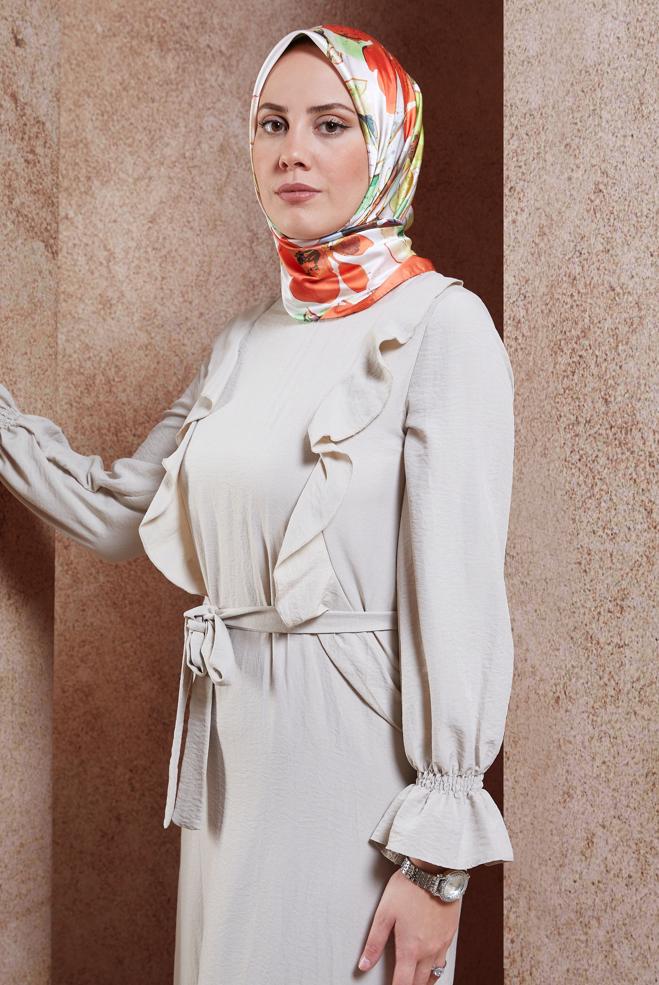 Tesettür giyim TURUNCU ALVİNA DİJİTAL EŞARP 3223 - ALVİNA