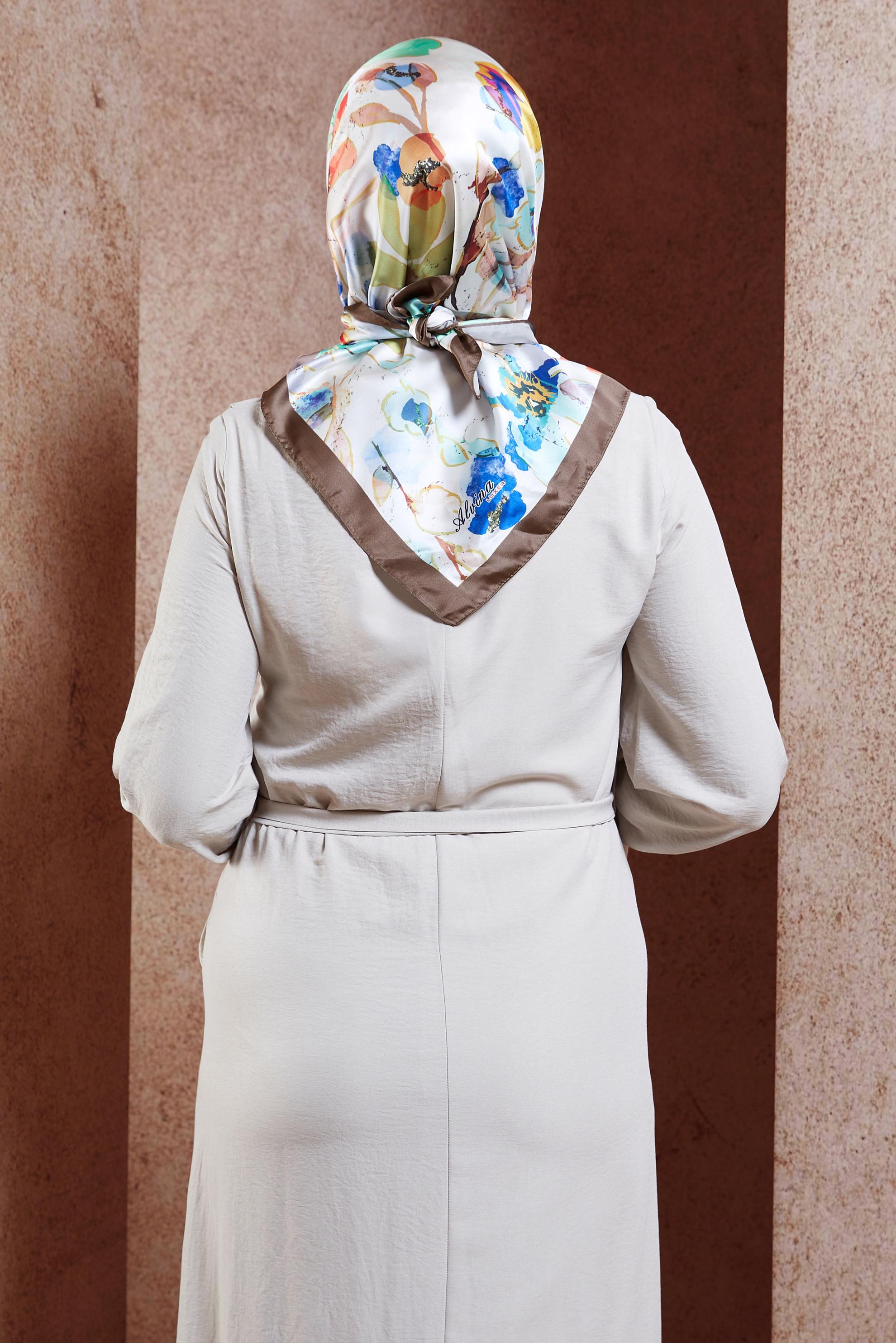 Tesettür giyim KAHVE ALVİNA DİJİTAL EŞARP 3223