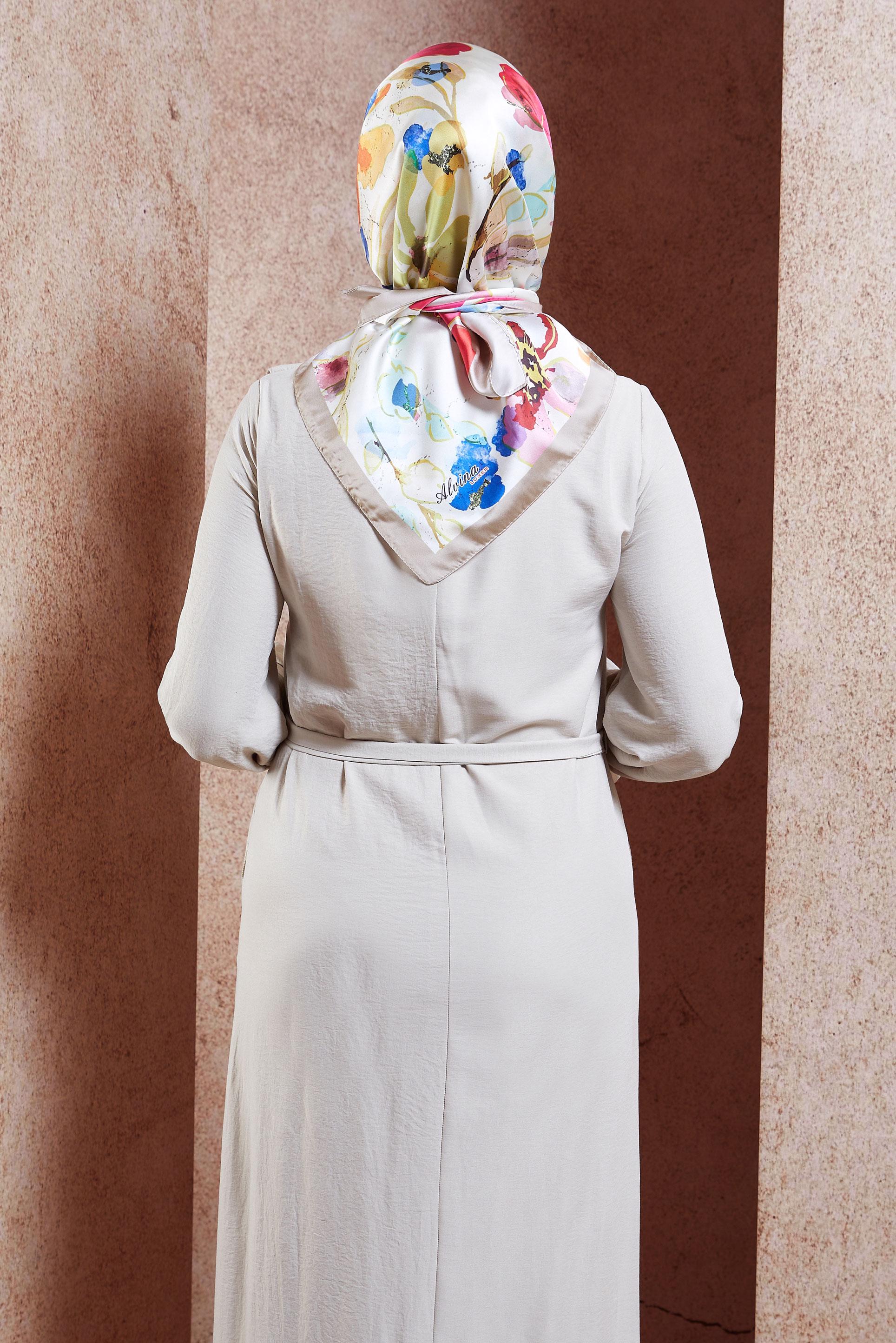 Tesettür giyim BEJ ALVİNA DİJİTAL EŞARP 3223