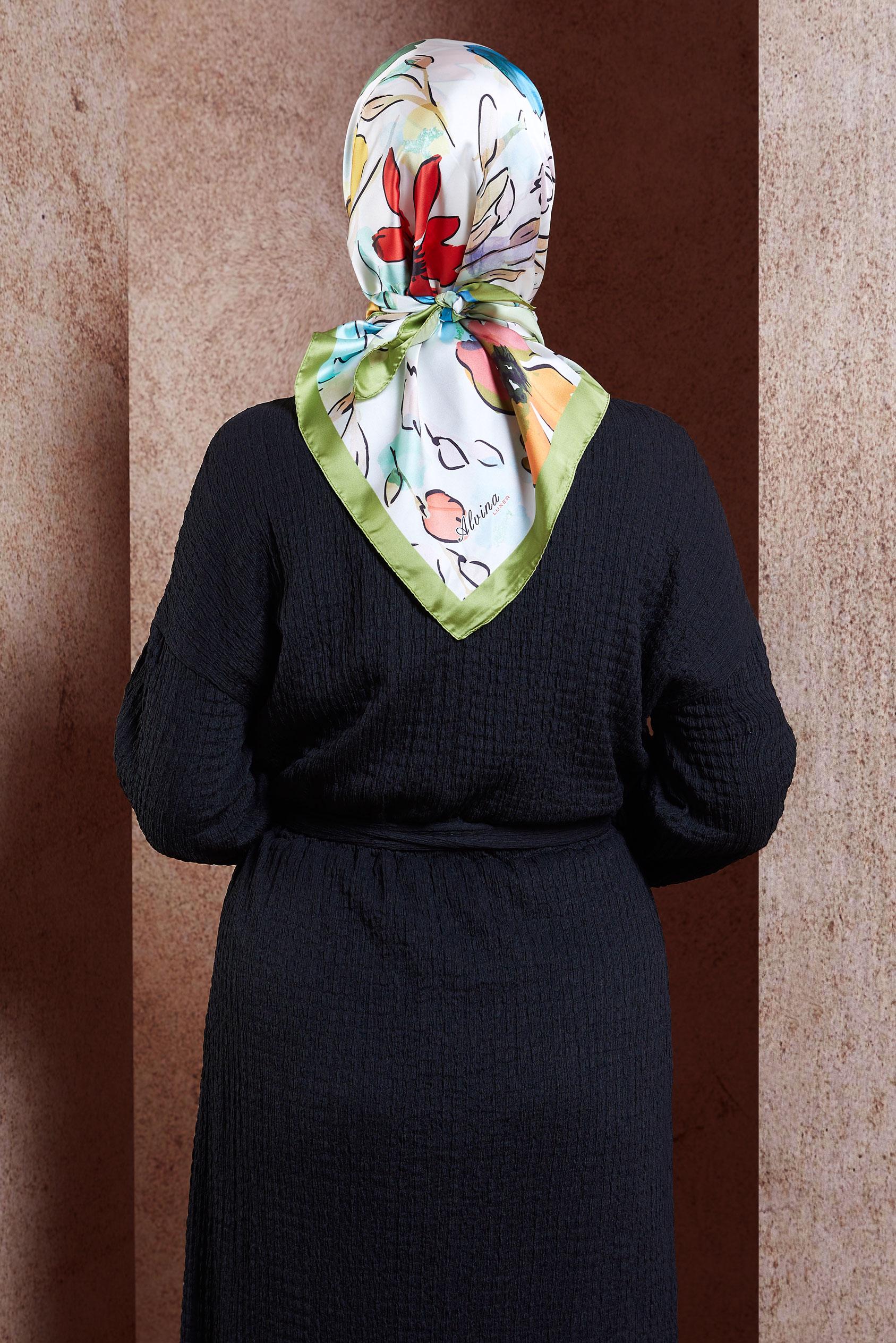 Tesettür giyim YEŞİL ALVİNA DİJİTAL EŞARP 3223