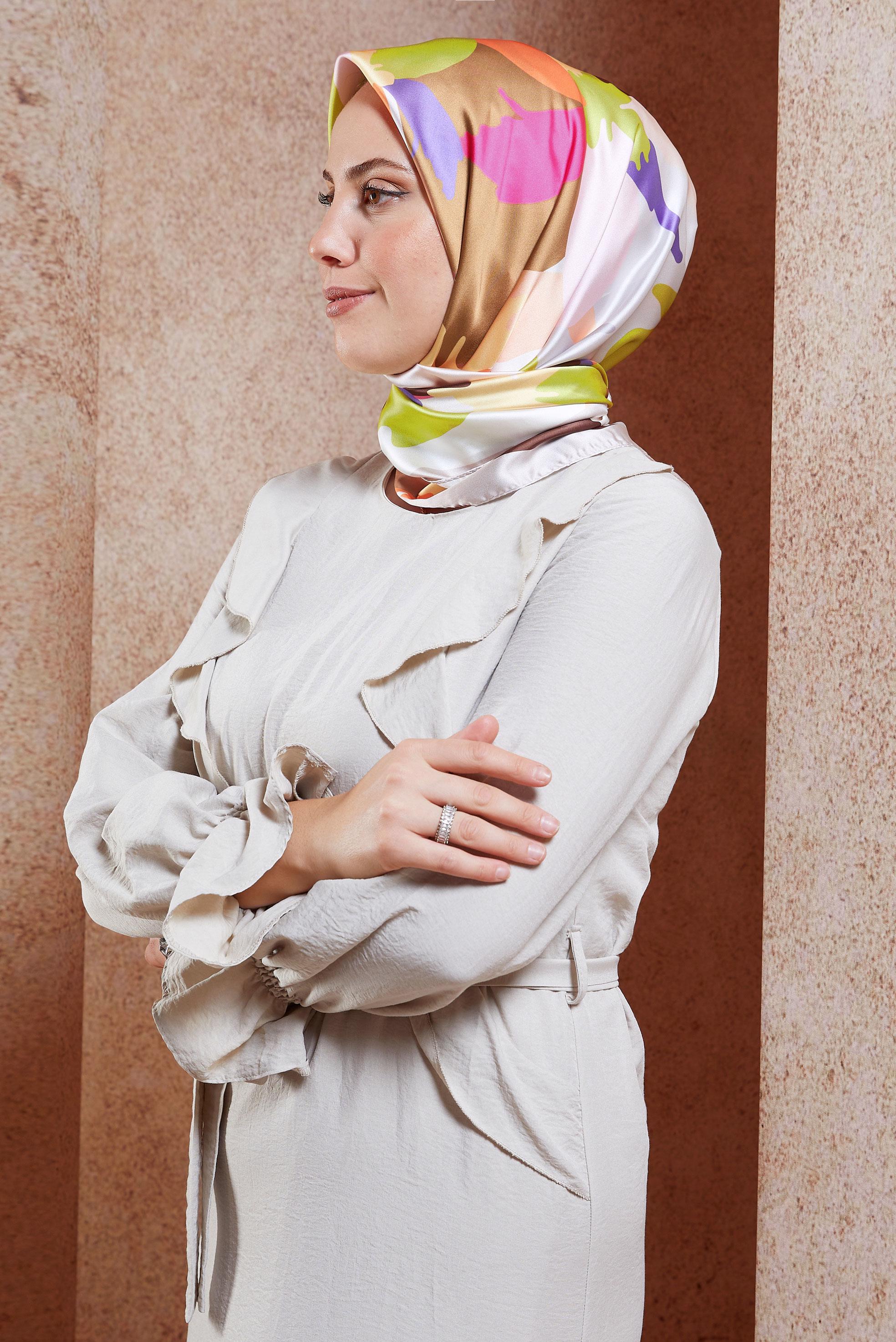 Vêtements hijab BEIGE ÉCHARPE À MOTIF ALVINA 3288