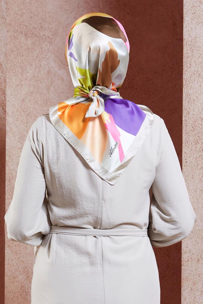 Tesettür giyim BEJ ALVİNA DİJİTAL EŞARP 3288 - ALVİNA