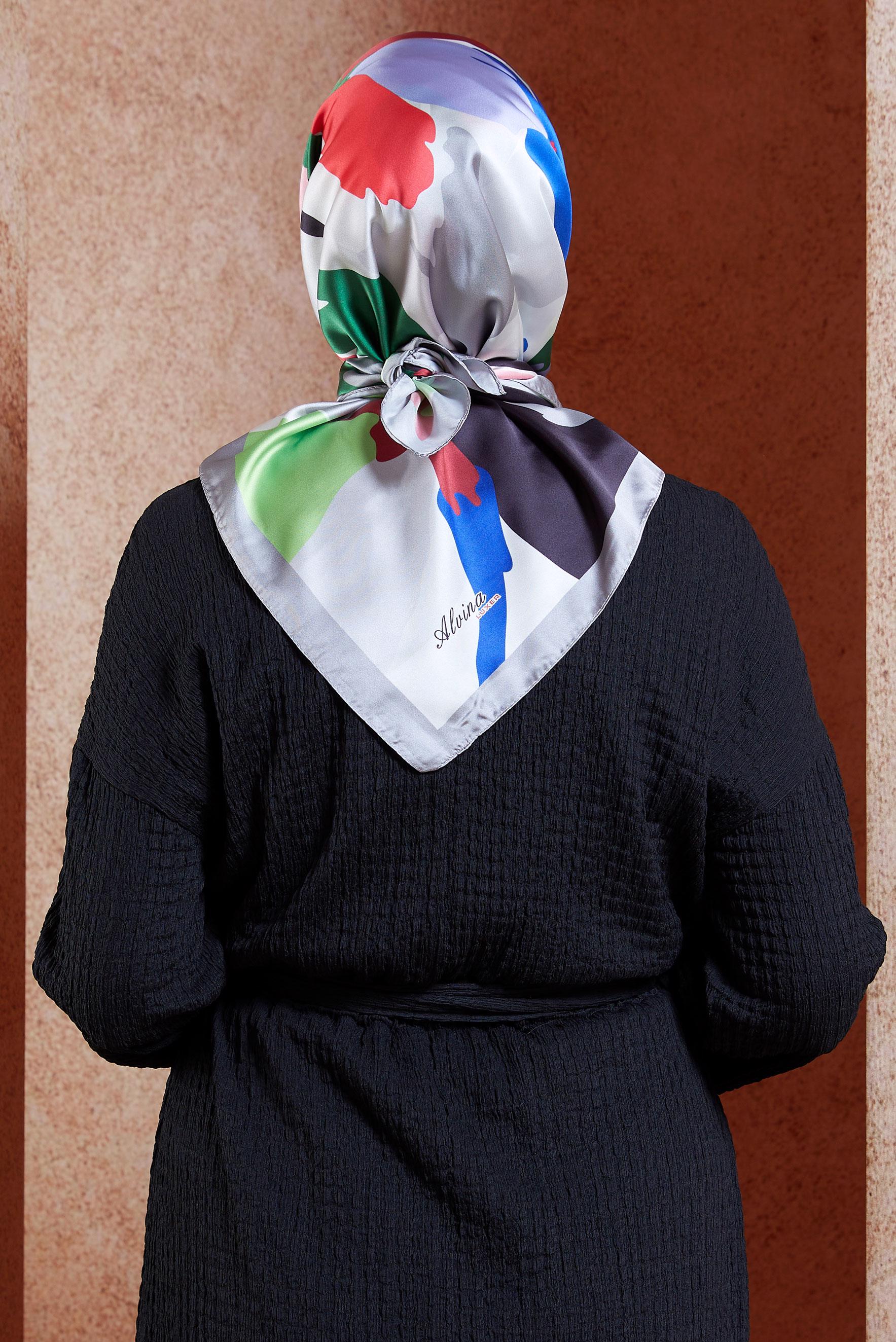 Vêtements hijab GRIS ÉCHARPE À MOTIF ALVINA 3288