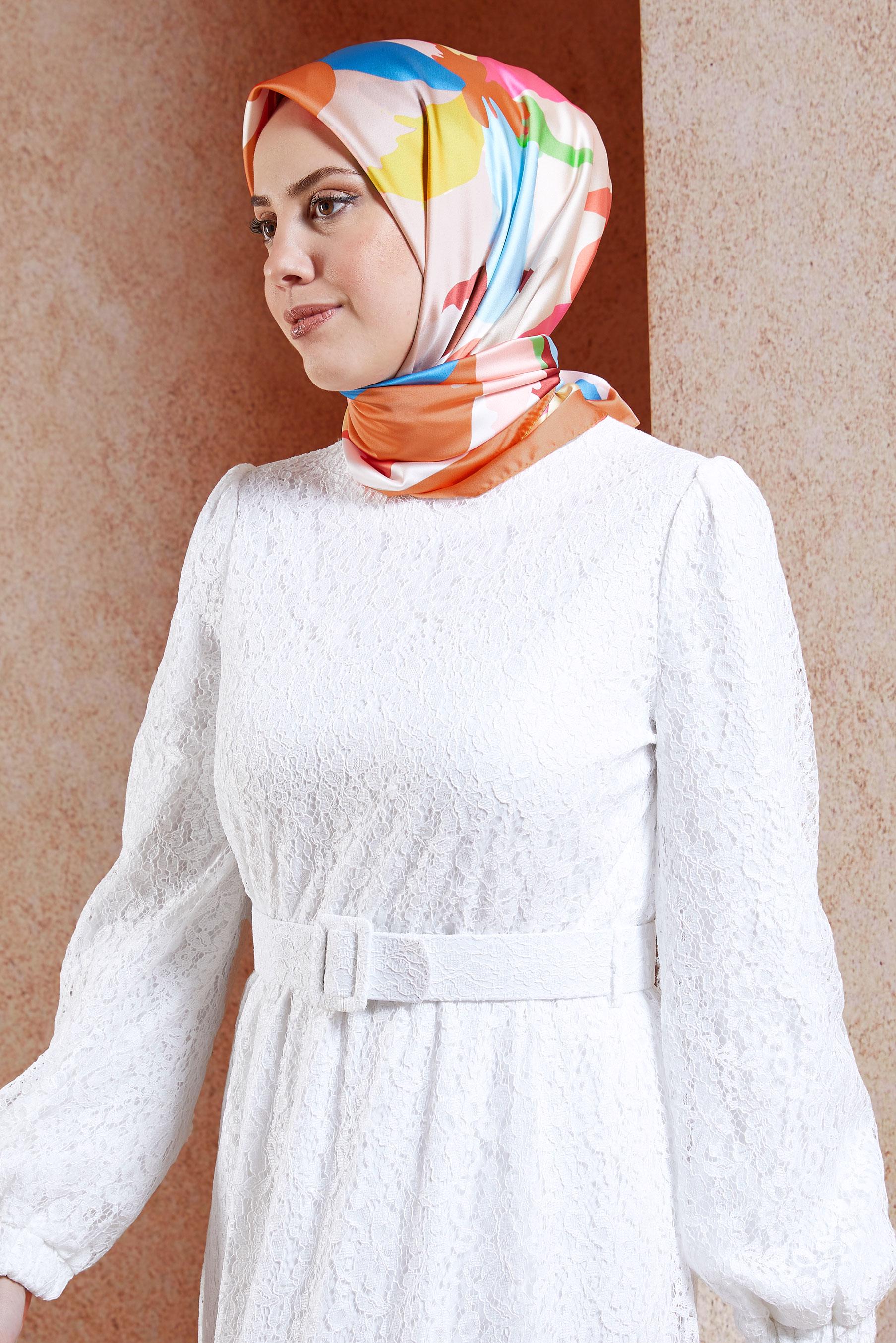 Vêtements hijab ORANGE ÉCHARPE À MOTIF ALVINA 3288