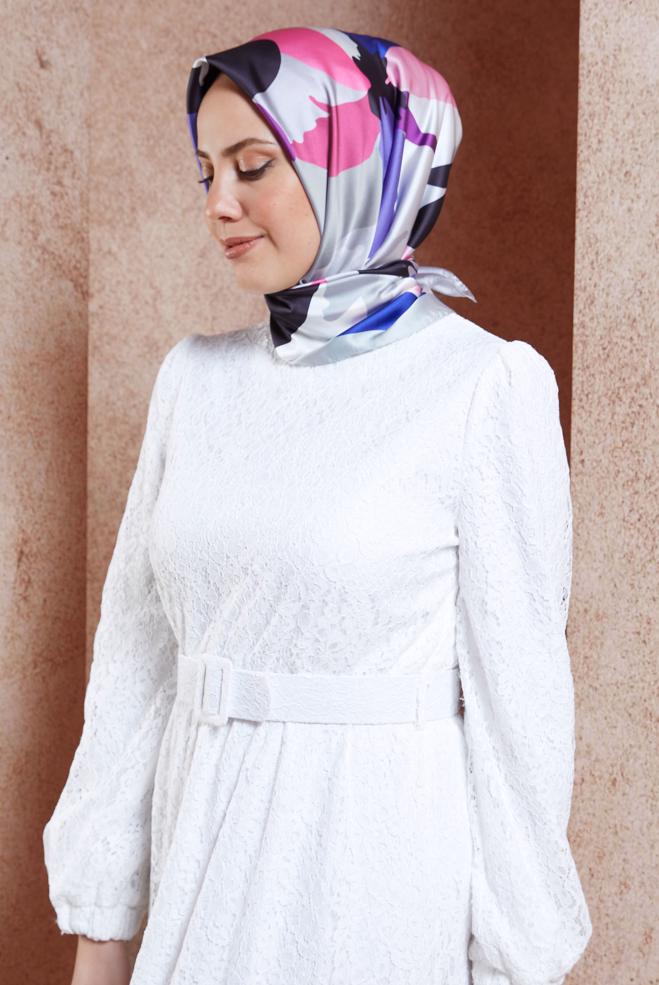 Tesettür giyim GÜMÜŞ ALVİNA DİJİTAL EŞARP 3288 - ALVİNA