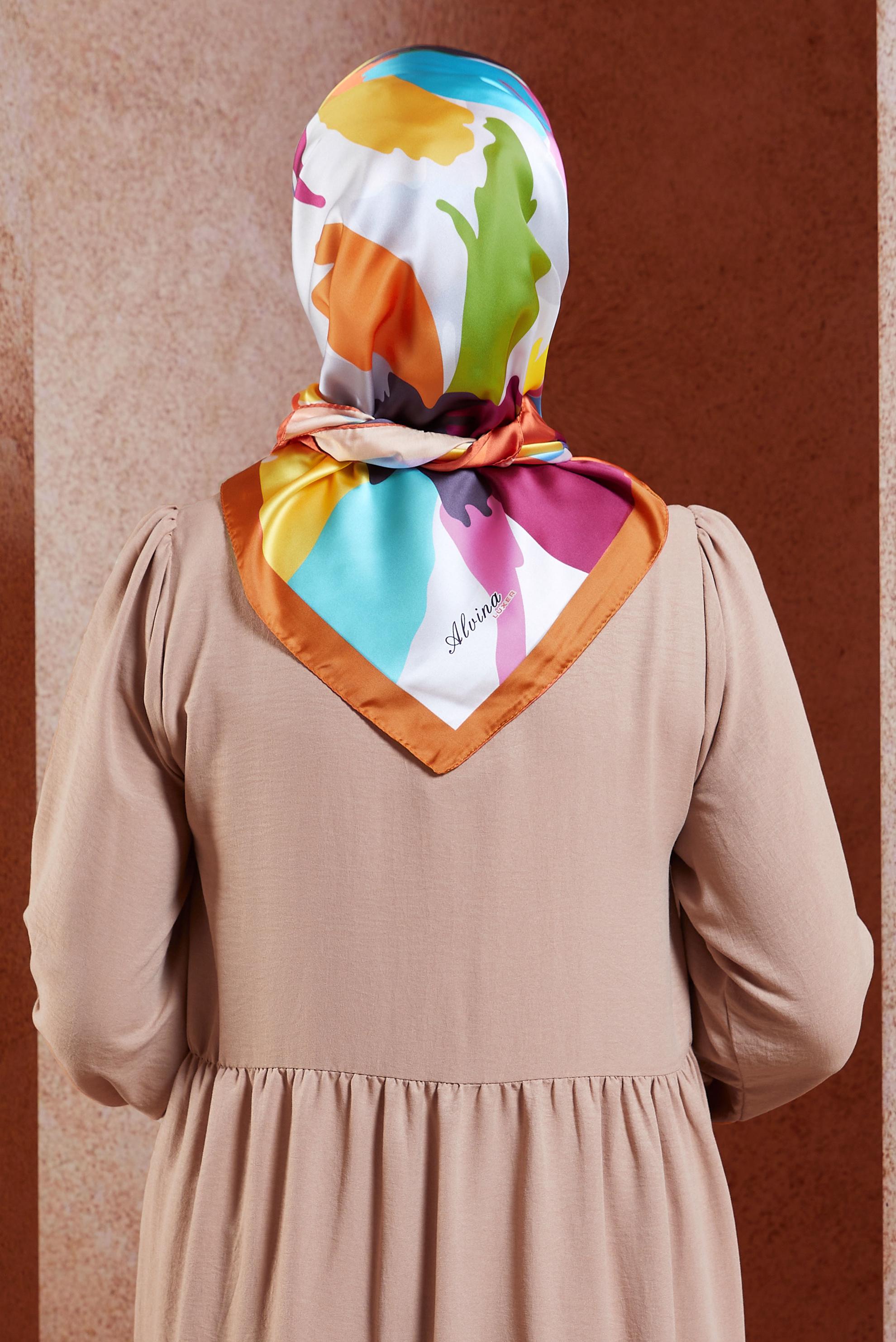 Tesettür giyim KAHVE ALVİNA DİJİTAL EŞARP 3288