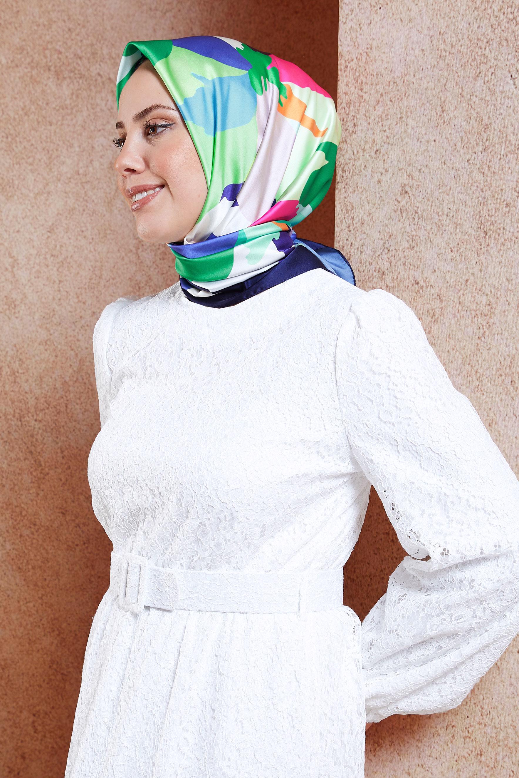 Hijab clothing NAVY BLUE ALVINA PATTERNED SCARF 3288