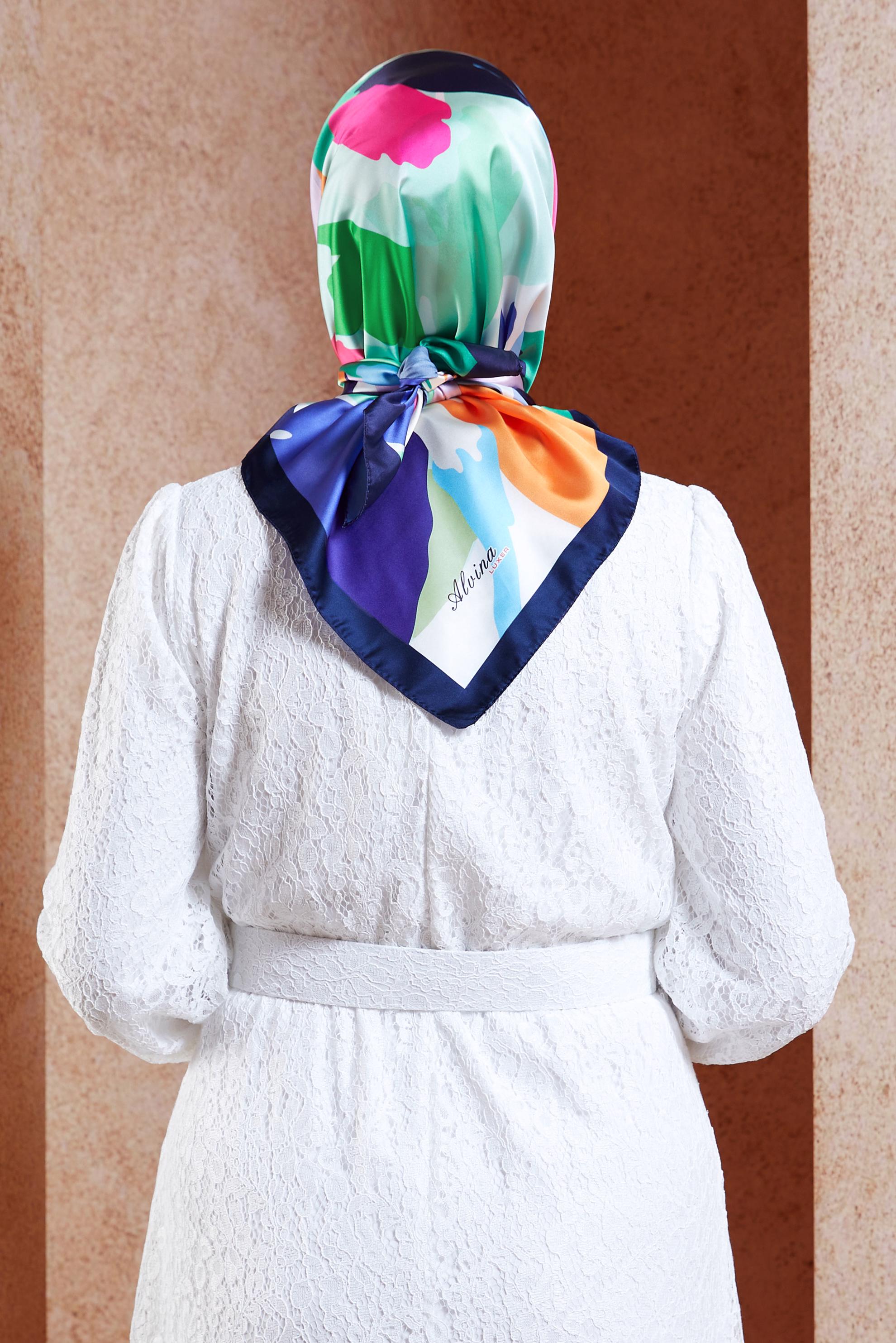 Hijab clothing NAVY BLUE ALVINA PATTERNED SCARF 3288