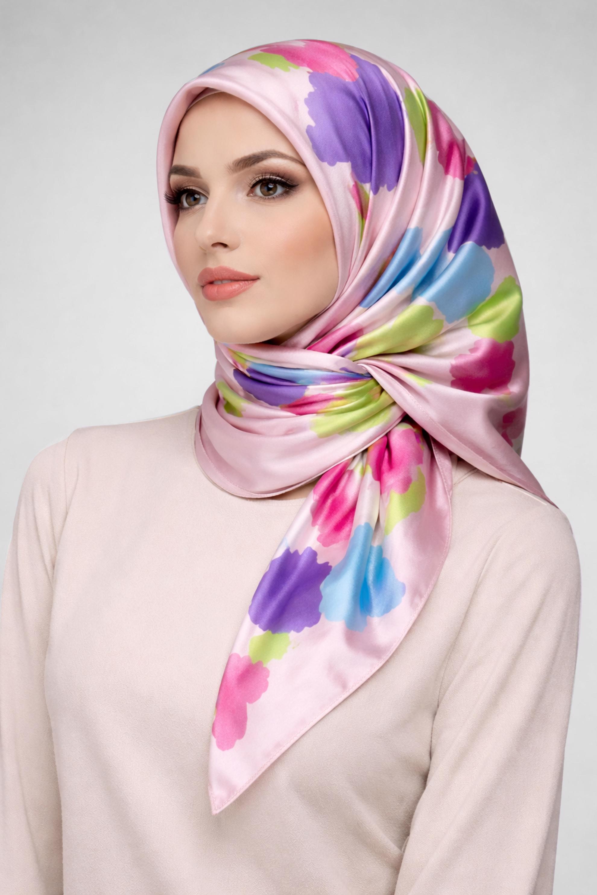 Vêtements hijab POUDRE ÉCHARPE À MOTIF ALVINA 3288