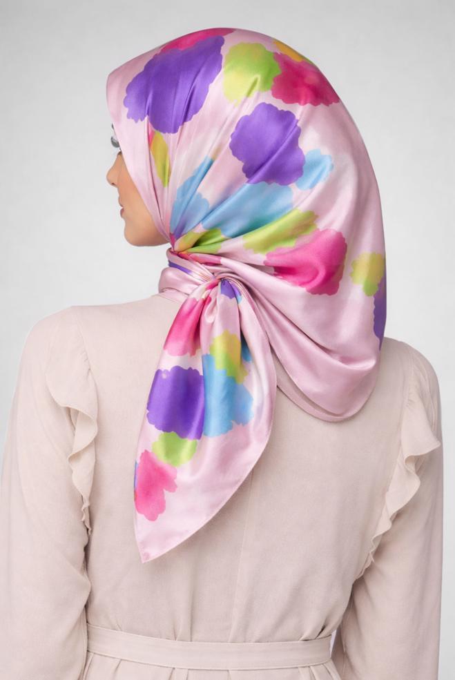 Vêtements hijab POUDRE ÉCHARPE À MOTIF ALVINA 3288 - ALVİNA