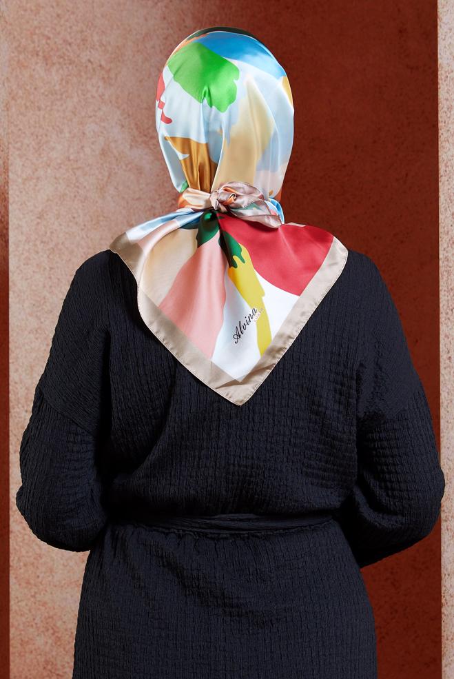 Tesettür giyim VİZON ALVİNA DİJİTAL EŞARP 3288 - ALVİNA