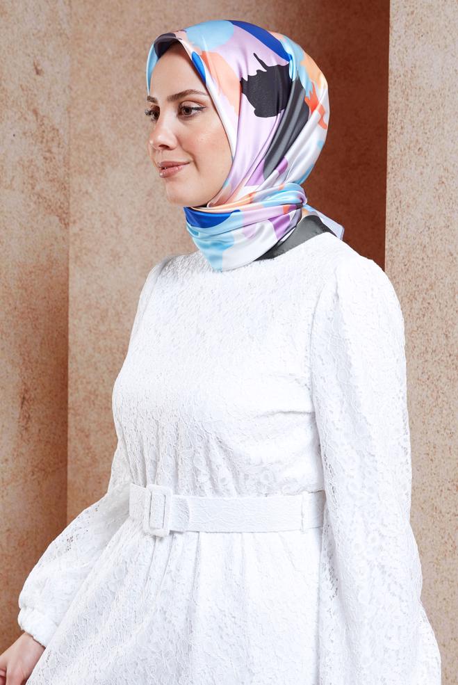 Tesettür giyim GRİ ALVİNA DİJİTAL EŞARP 3288 - ALVİNA