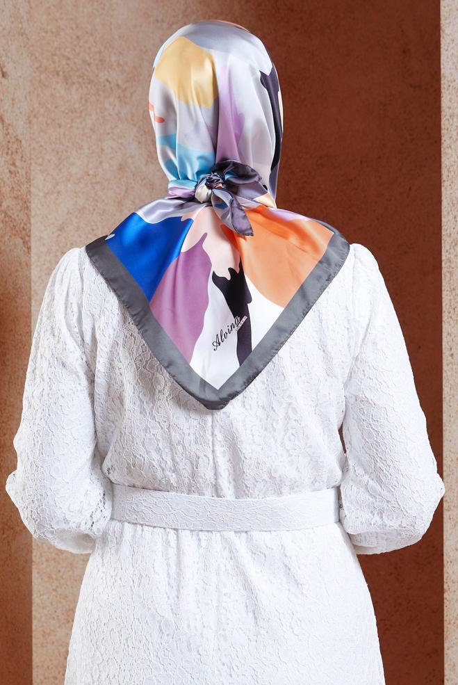 Tesettür giyim GRİ ALVİNA DİJİTAL EŞARP 3288 - ALVİNA