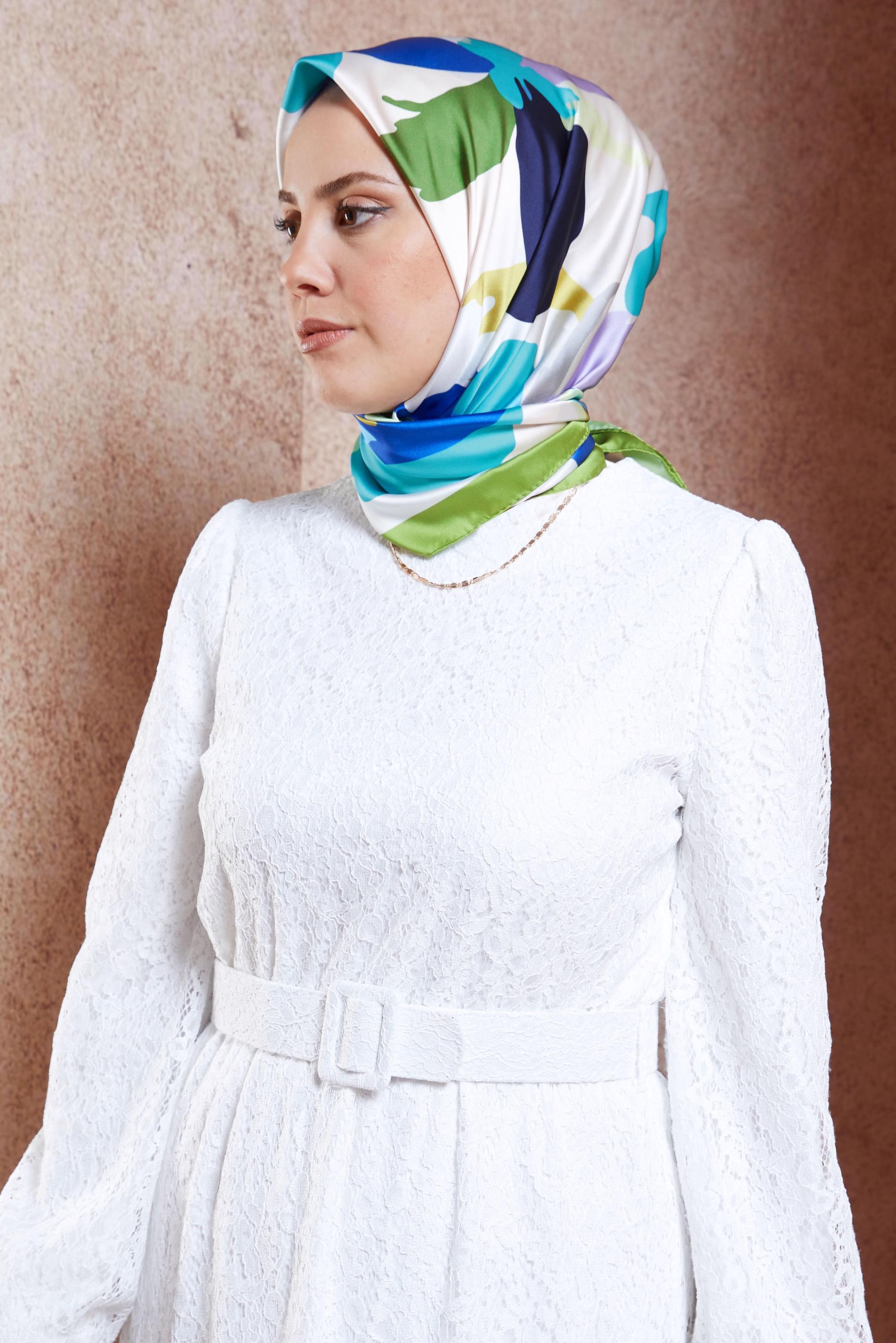 Tesettür giyim YEŞİL ALVİNA DİJİTAL EŞARP 3288