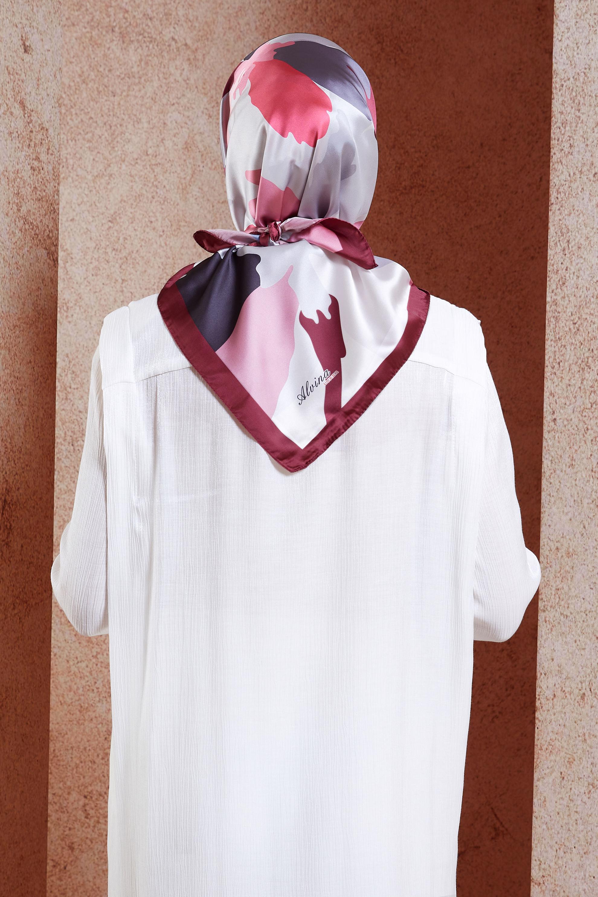 Tesettür giyim BORDO ALVİNA DİJİTAL EŞARP 3288